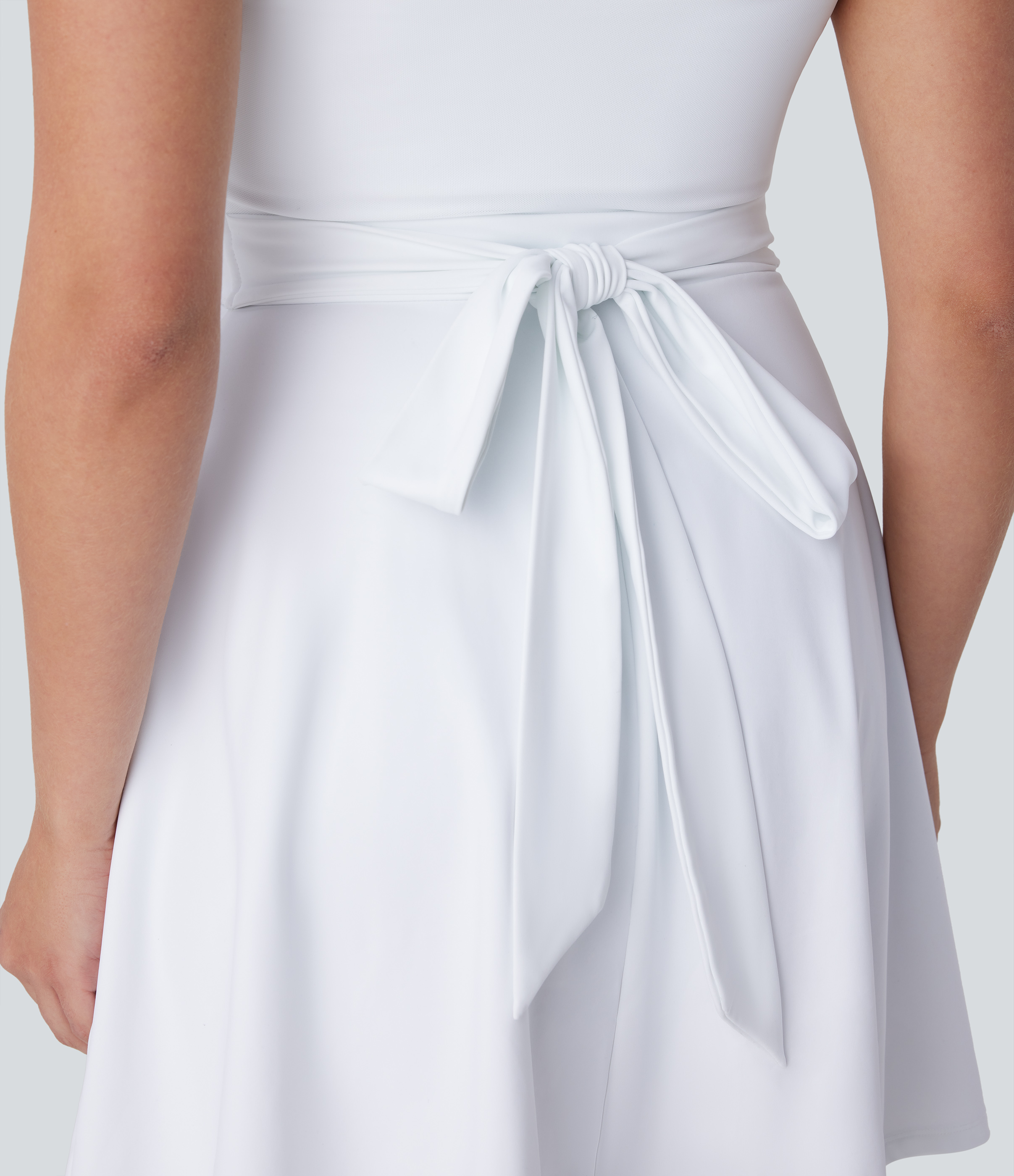 Halara Softlyzeroв„ў Airy Backless Contrast Mesh Tie Back Side Pocket Bridesmaid and Wedding Guest Dress Casual Dress - White - M slip dress 