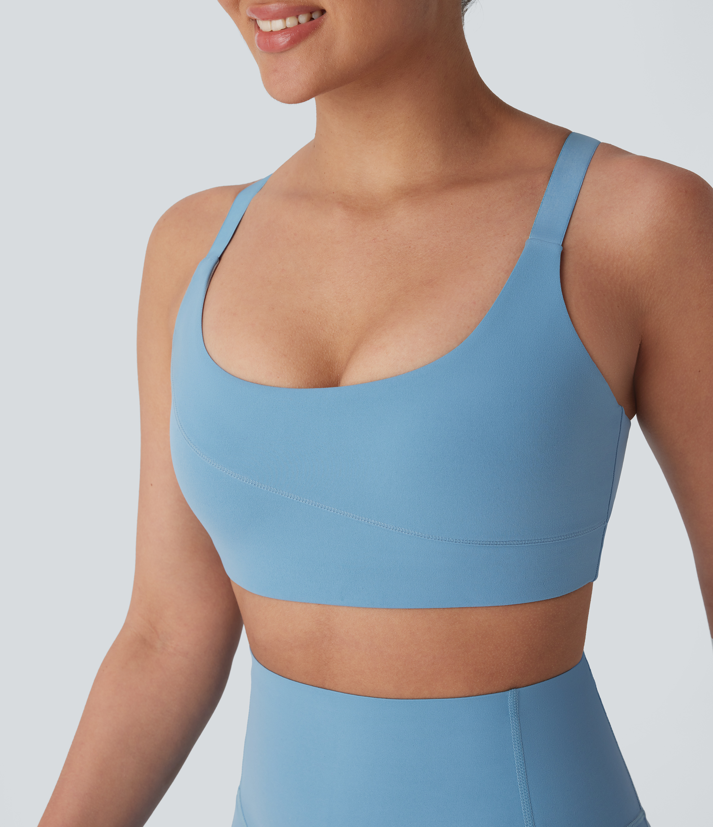 Halara Halara UltraSculptв„ў Medium Support  U Neck Adjustable Strap Workout Sports Bra  - Whale Blue - XL push up bra strapless bra 