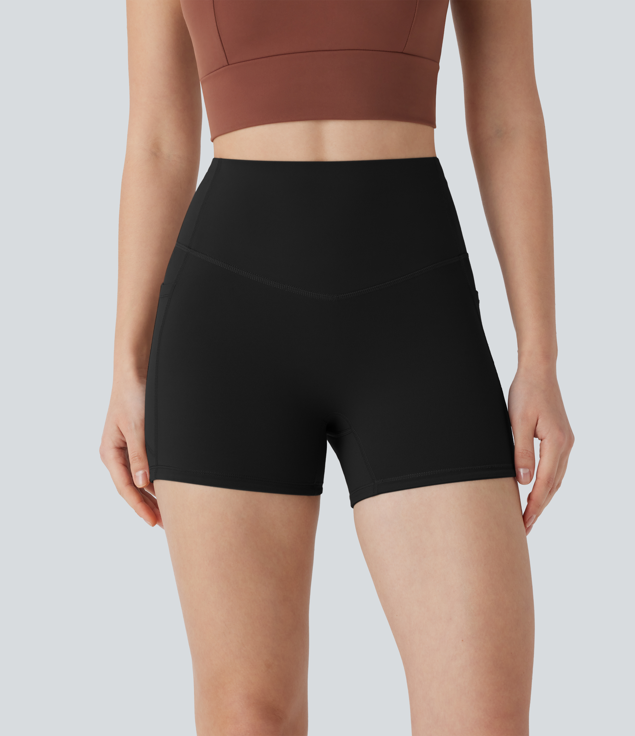 Halara Halara UltraSculptв„ў SoCinched High Waisted Tummy Control Side Pocket Shaping Training Biker Shorts 3``  - Black - S biker shorts women 