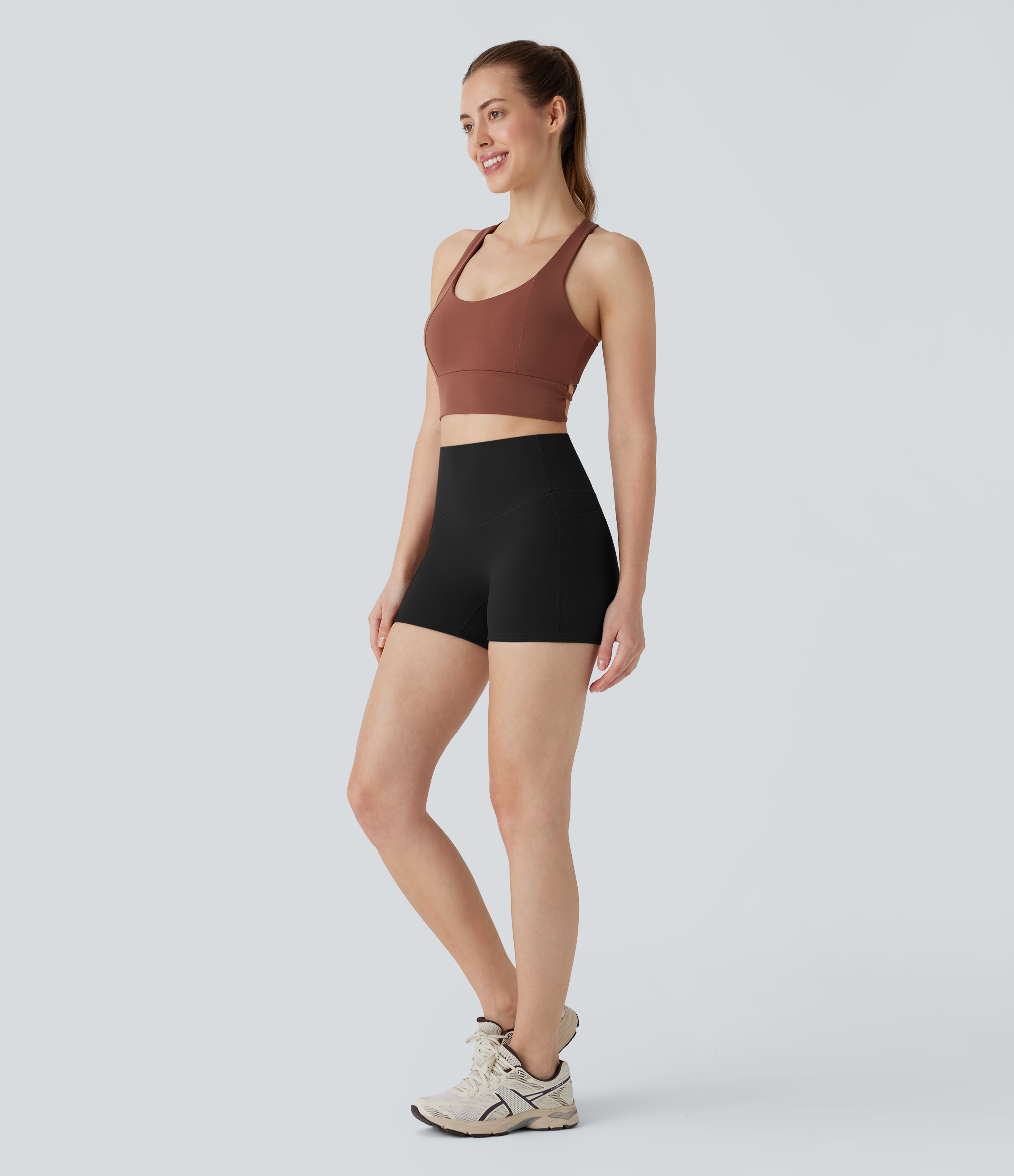 Halara Halara UltraSculptв„ў SoCinched High Waisted Tummy Control Side Pocket Shaping Training Biker Shorts 3``  - Black - S biker shorts women 