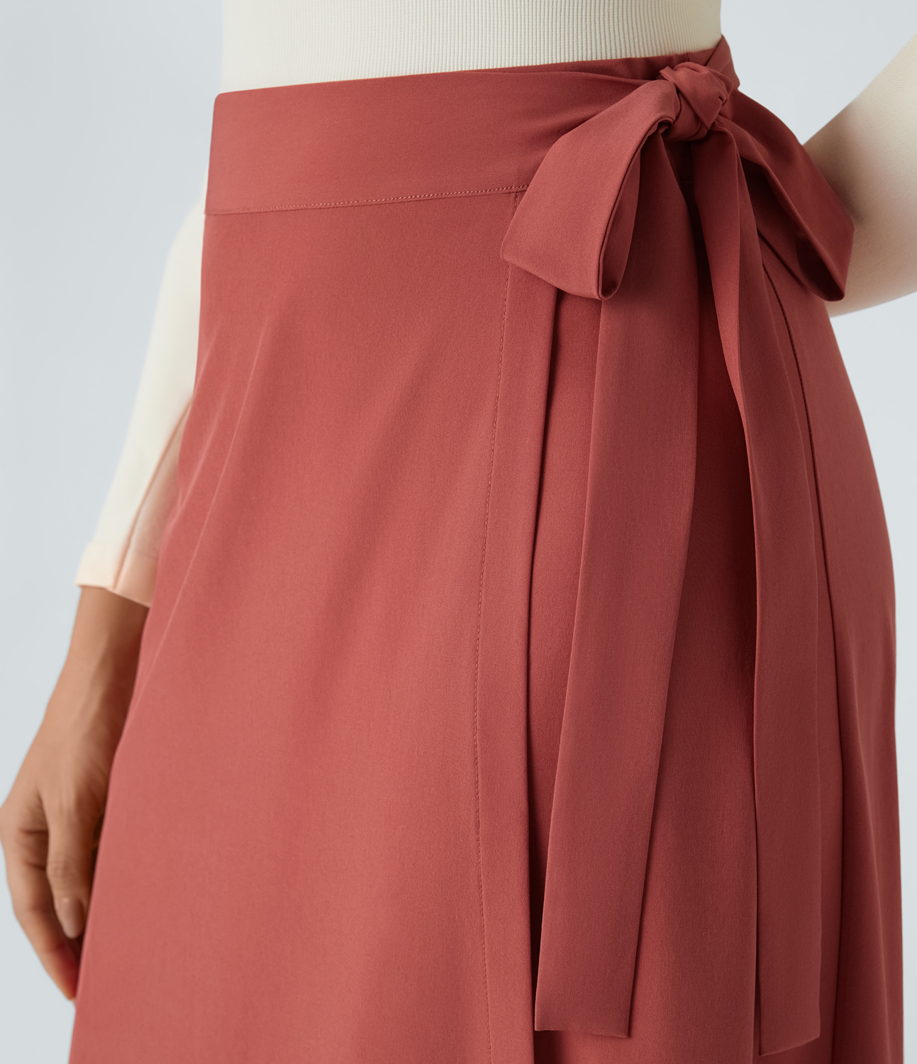 Halara Breezefulв„ў High Waisted Wrapped Tie Side Quick Dry Maxi Casual Skirt  - Kapok Red - M(regular) 