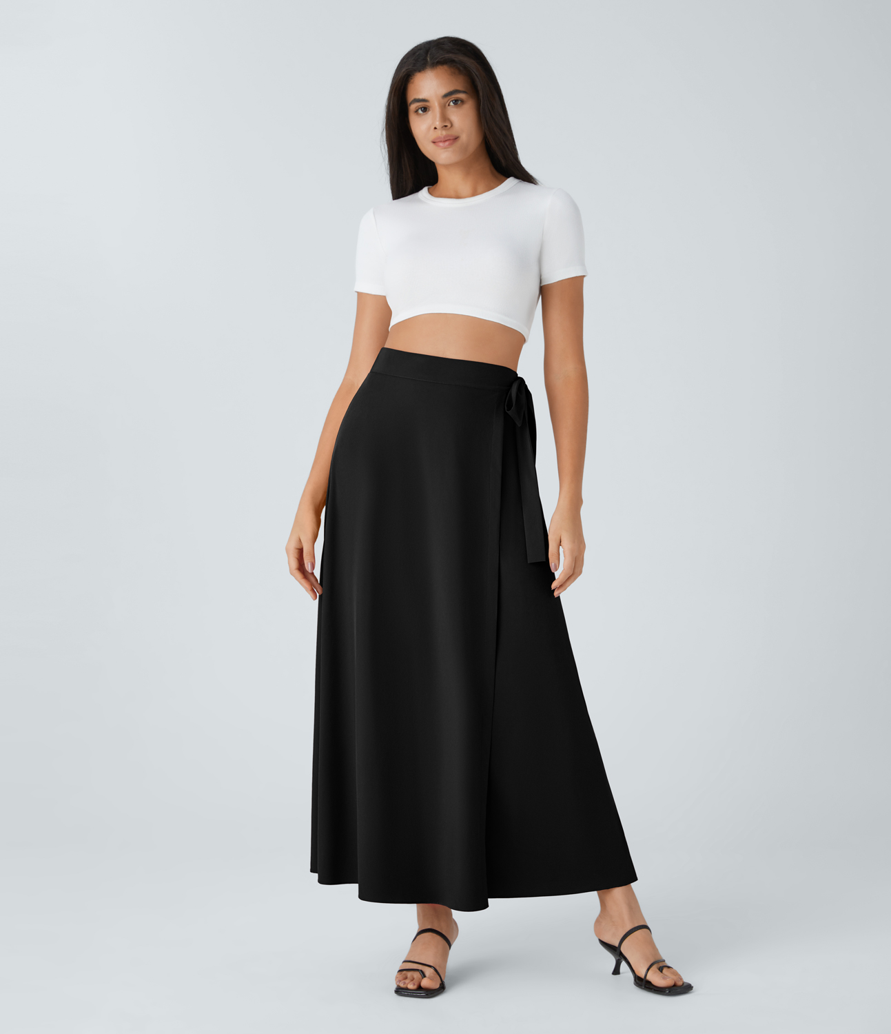Halara Breezefulв„ў High Waisted Wrapped Tie Side Quick Dry Maxi Casual Skirt  - Black - XS(regular) 