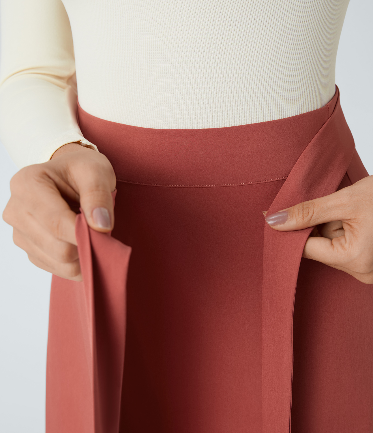 Halara Breezefulв„ў High Waisted Wrapped Tie Side Quick Dry Maxi Casual Skirt  - Kapok Red - M(regular) 