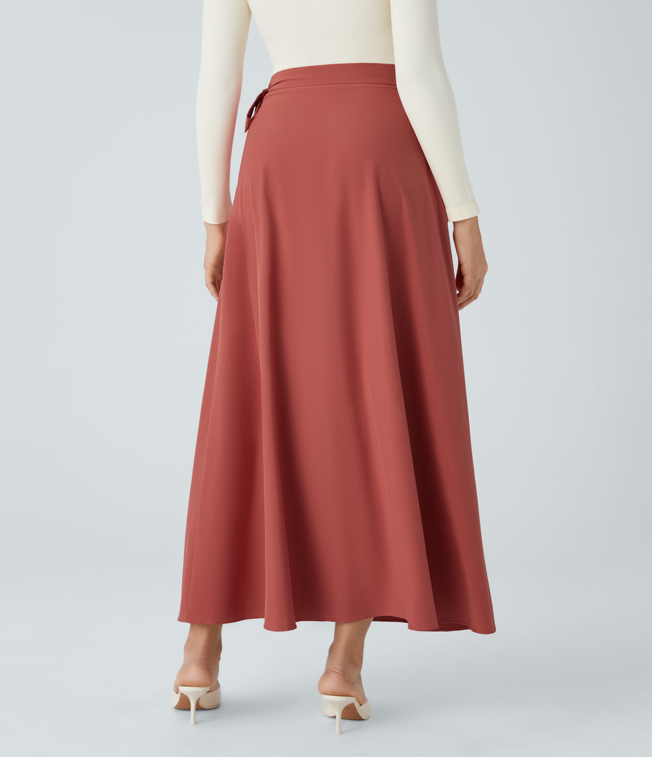 Halara Breezefulв„ў High Waisted Wrapped Tie Side Quick Dry Maxi Casual Skirt  - Kapok Red - M(regular) 