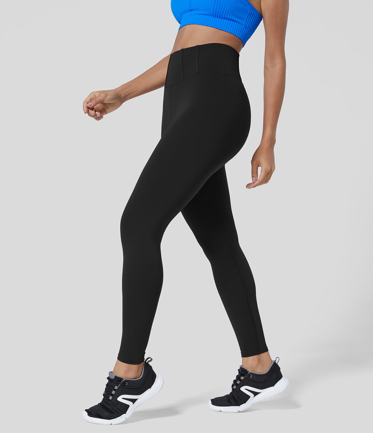 Halara SpeedWaveв„ў High Waisted Sandwich Waistband Tummy Control Quick Dry 7/8 Workout Leggings  - Black - M(7/8) gym leggings 