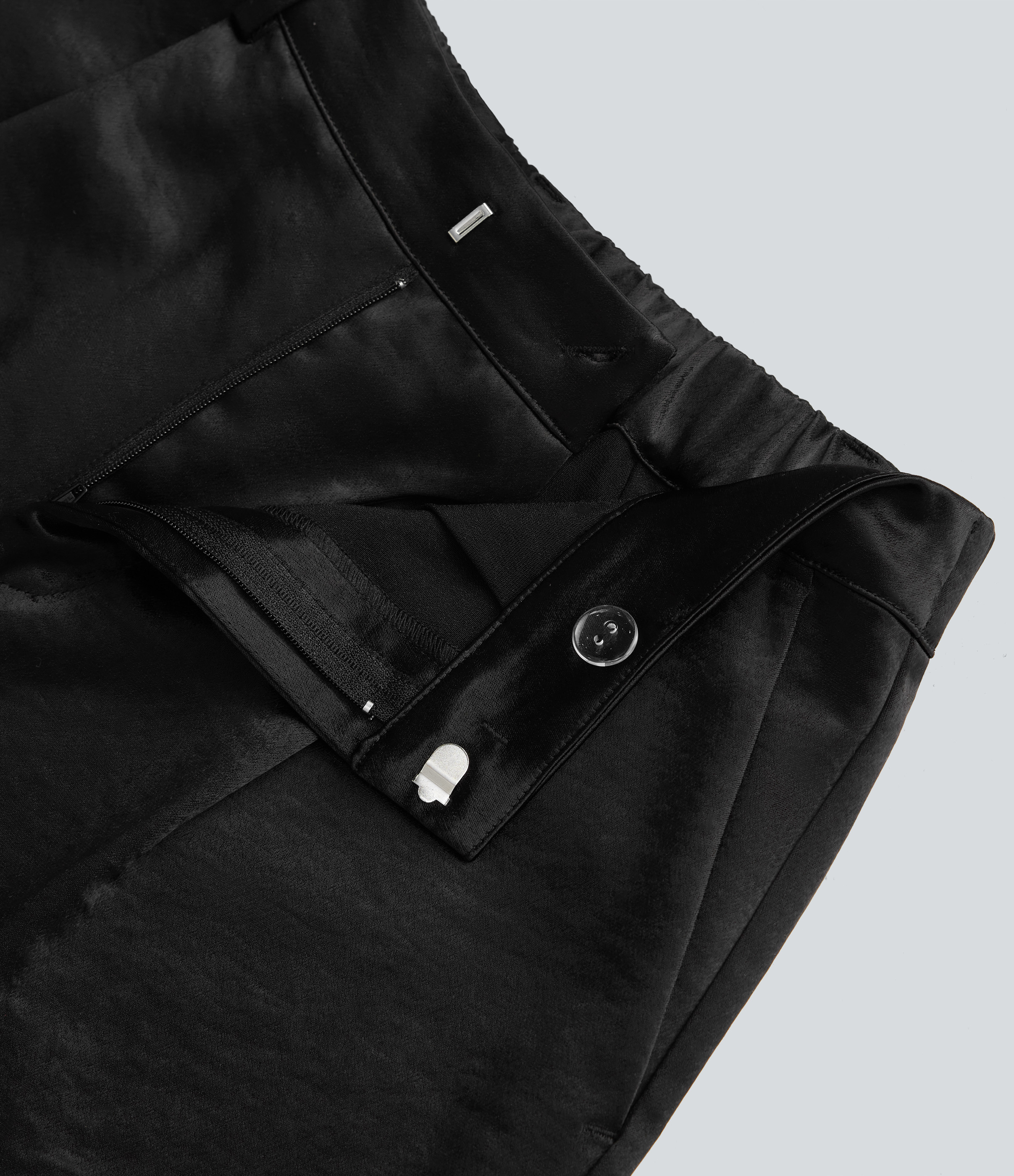 Halara High Waisted Side Pocket Satin-Like Wide Leg Work Pants  - Black - M(regular) sweatpants jogger pants stacked sweatpants cargo joggers 