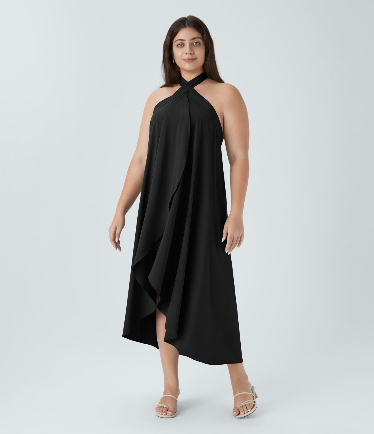 Halara Breezefulв„ў High Waisted Twisted Wrapped Tie Back Quick Dry Resort Plus Size Skirt  - Black - 3X(regular) 