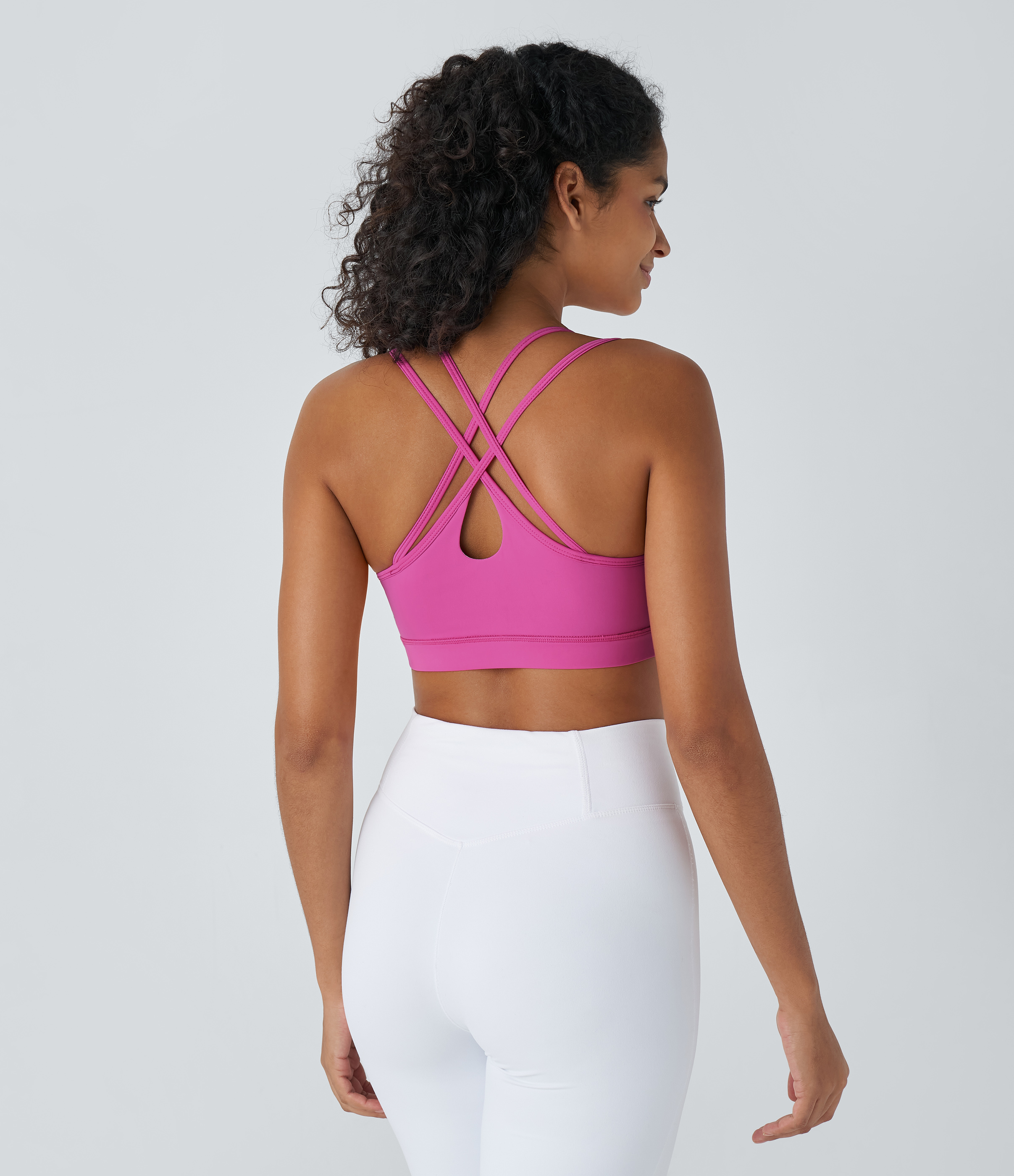 Halara  Softlyzeroв„ў Airy Low Support Backless Crisscross Cool Touch Yoga Sports Bra-UPF50+  - Fuchsia Fedora - XL push up bra strapless bra 