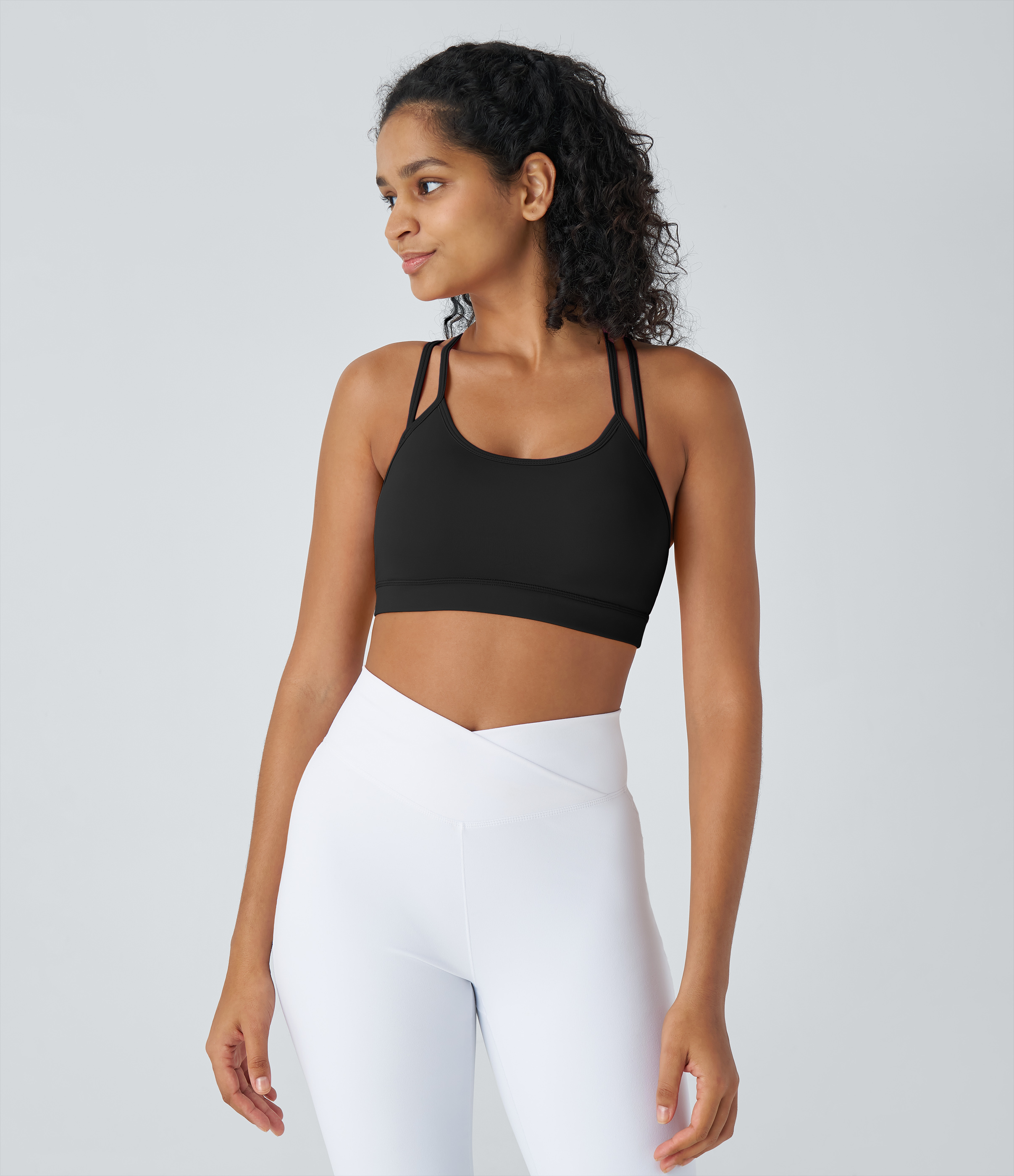 Halara  Softlyzeroв„ў Airy Low Support Backless Crisscross Cool Touch Yoga Sports Bra-UPF50+  - Black - L push up bra strapless bra 