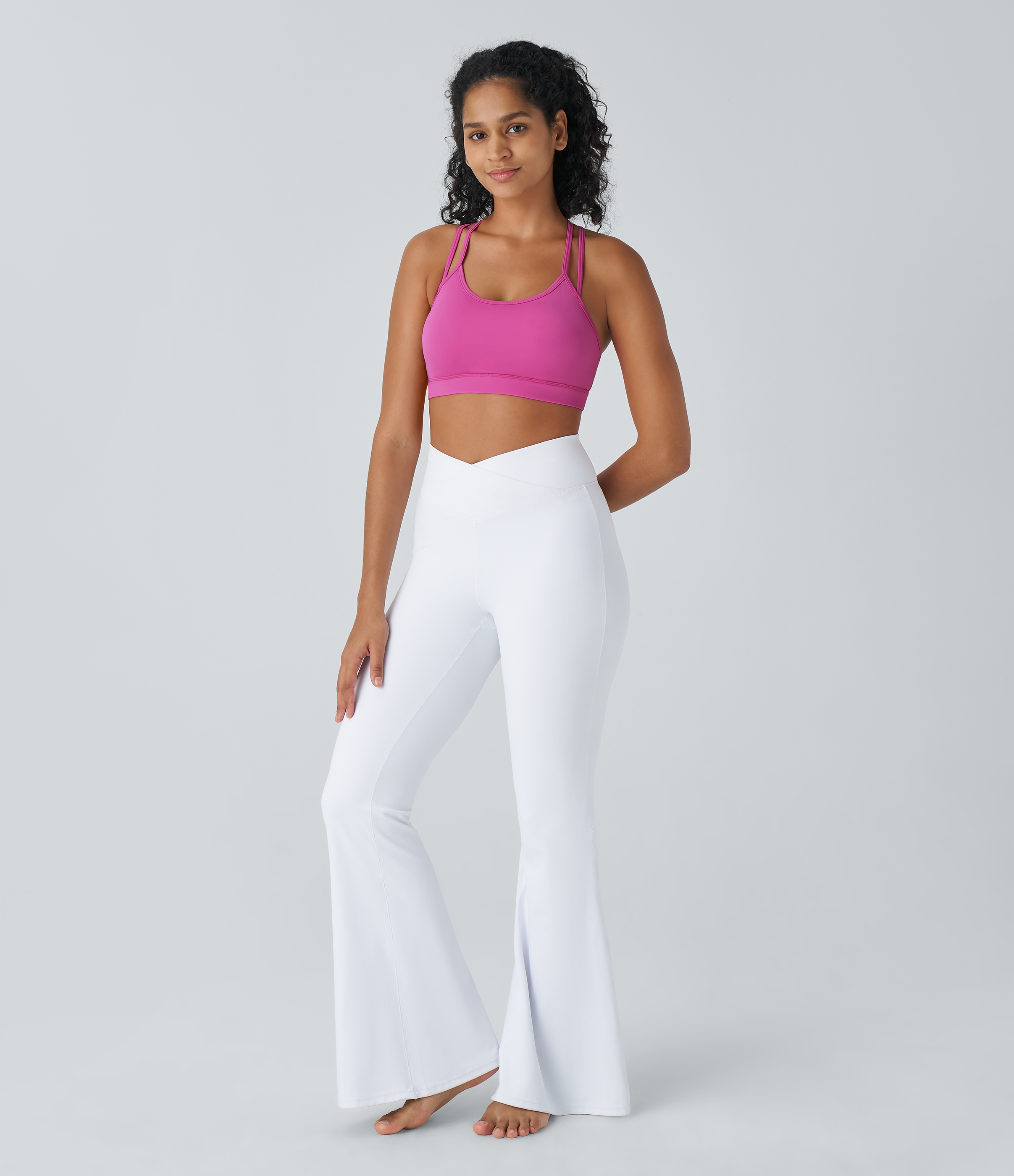 Halara  Softlyzeroв„ў Airy Low Support Backless Crisscross Cool Touch Yoga Sports Bra-UPF50+  - Fuchsia Fedora - XL push up bra strapless bra 