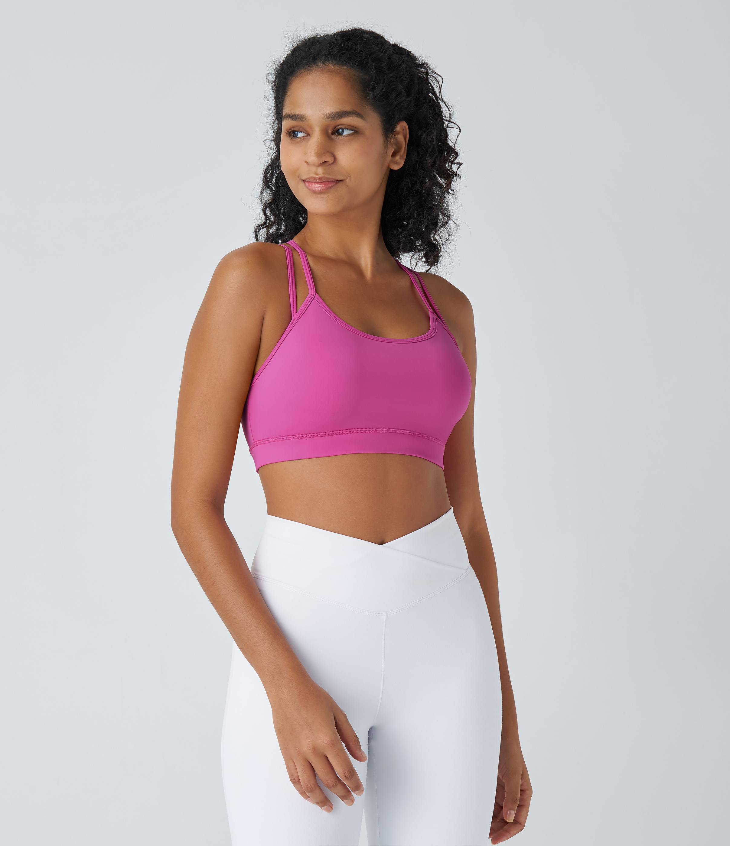 Halara  Softlyzeroв„ў Airy Low Support Backless Crisscross Cool Touch Yoga Sports Bra-UPF50+  - Fuchsia Fedora - XL push up bra strapless bra 