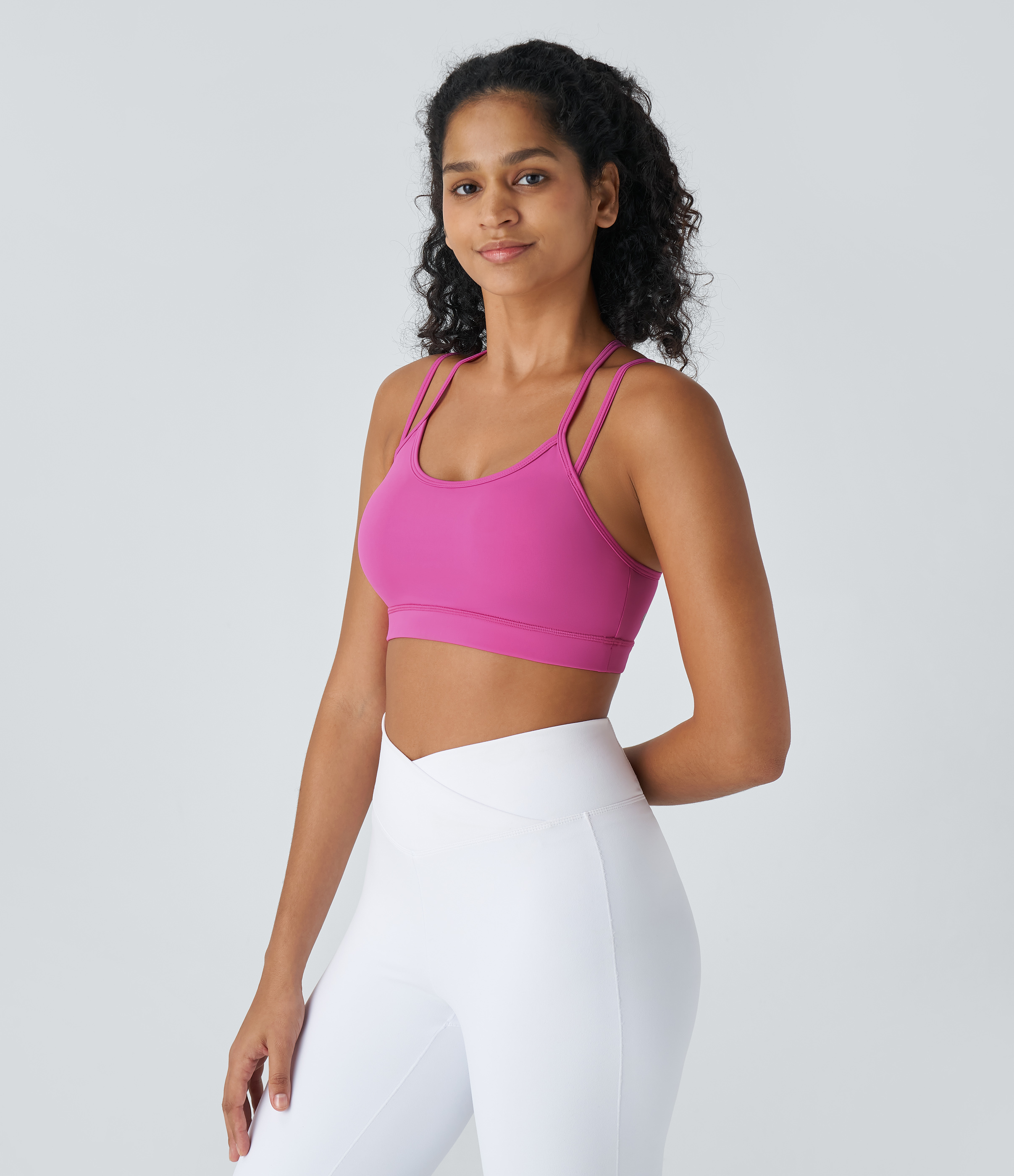 Halara  Softlyzeroв„ў Airy Low Support Backless Crisscross Cool Touch Yoga Sports Bra-UPF50+  - Fuchsia Fedora - XL push up bra strapless bra 