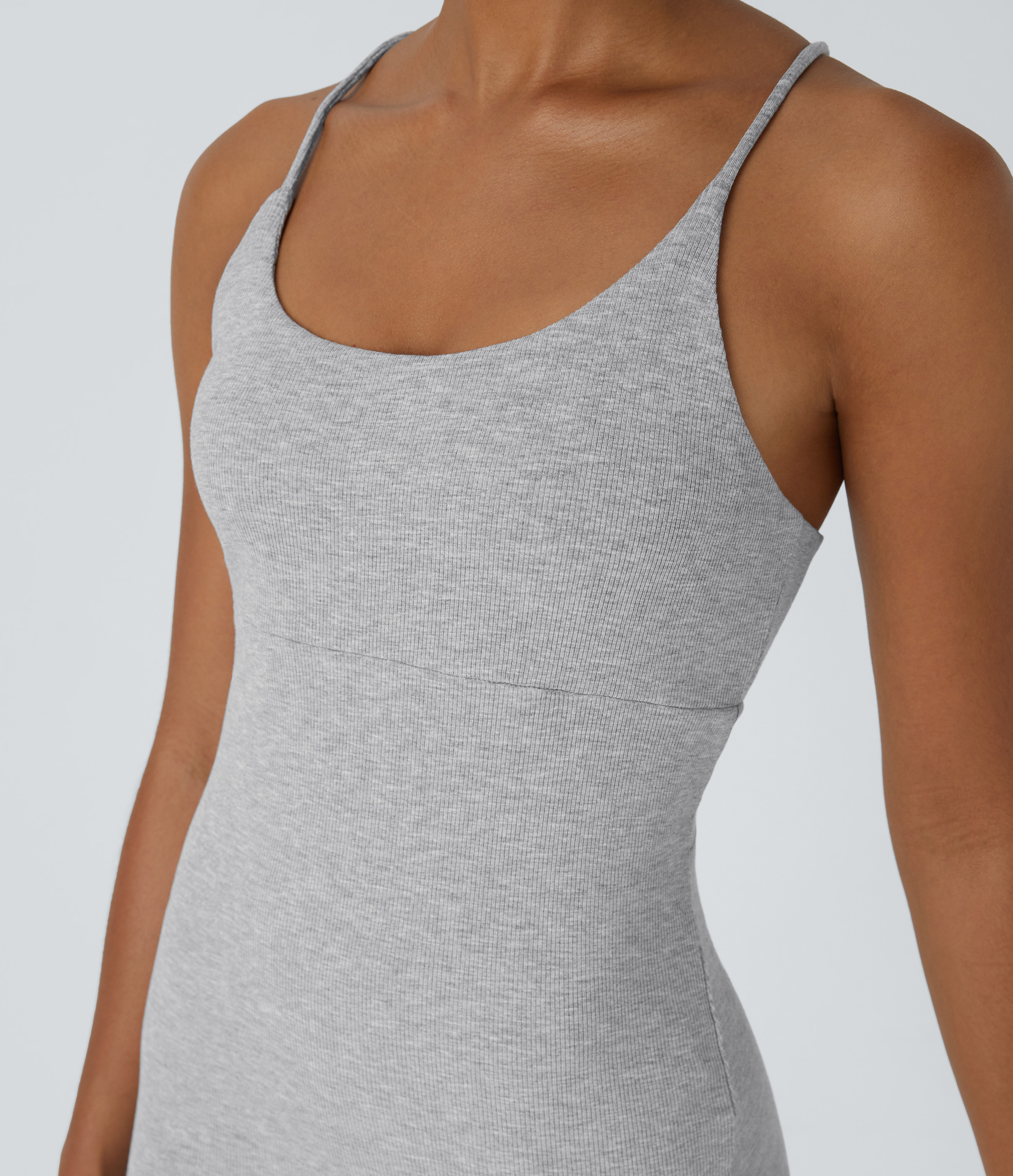 Halara Everyday Split Strap Bodycon Midi Chill Dress-Sensational Casual Dress - Sage Grey - XS slip dress beach dress ruched dress 
