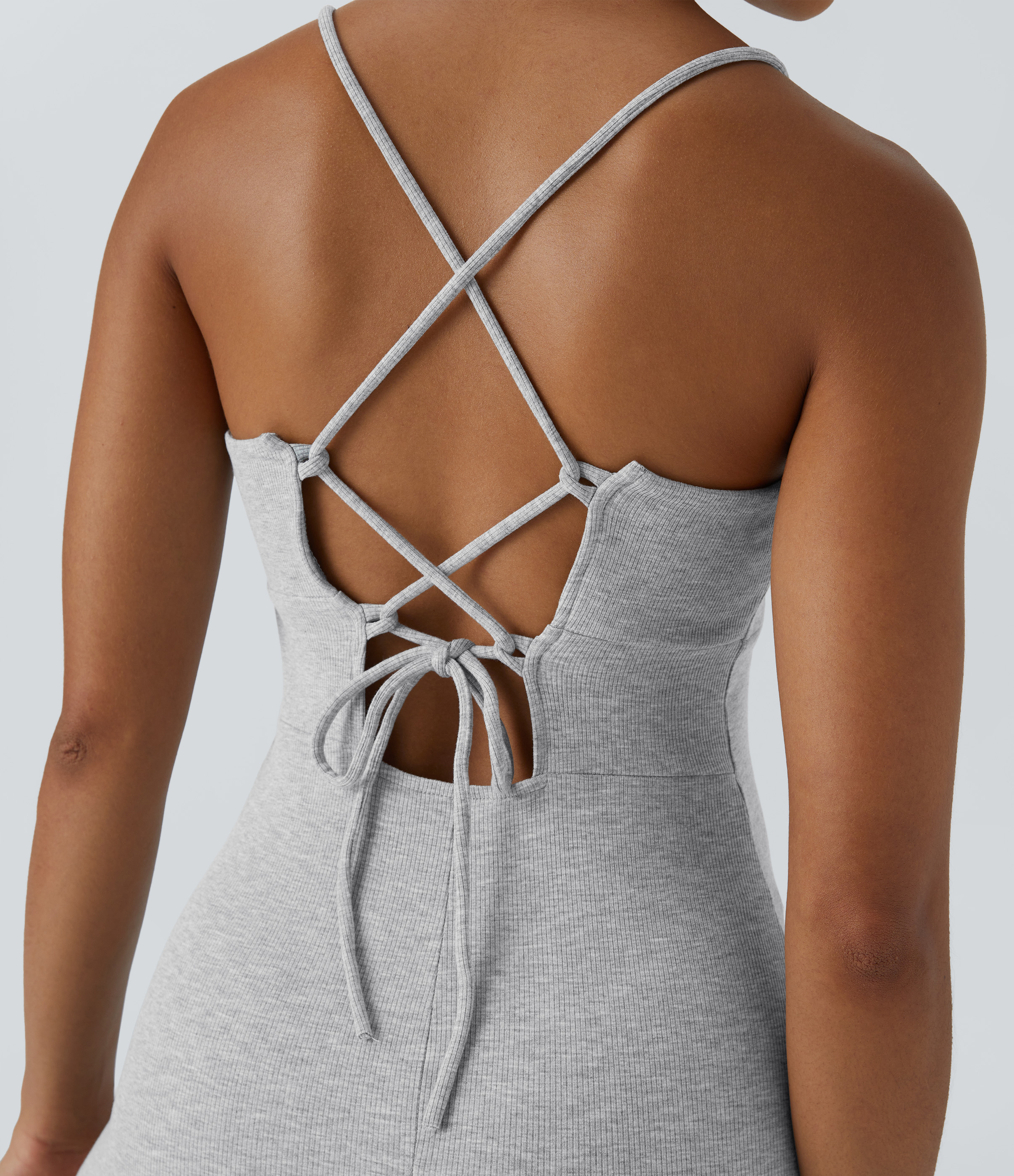 Halara Everyday Split Strap Bodycon Midi Chill Dress-Sensational Casual Dress - Sage Grey - XS slip dress beach dress ruched dress 