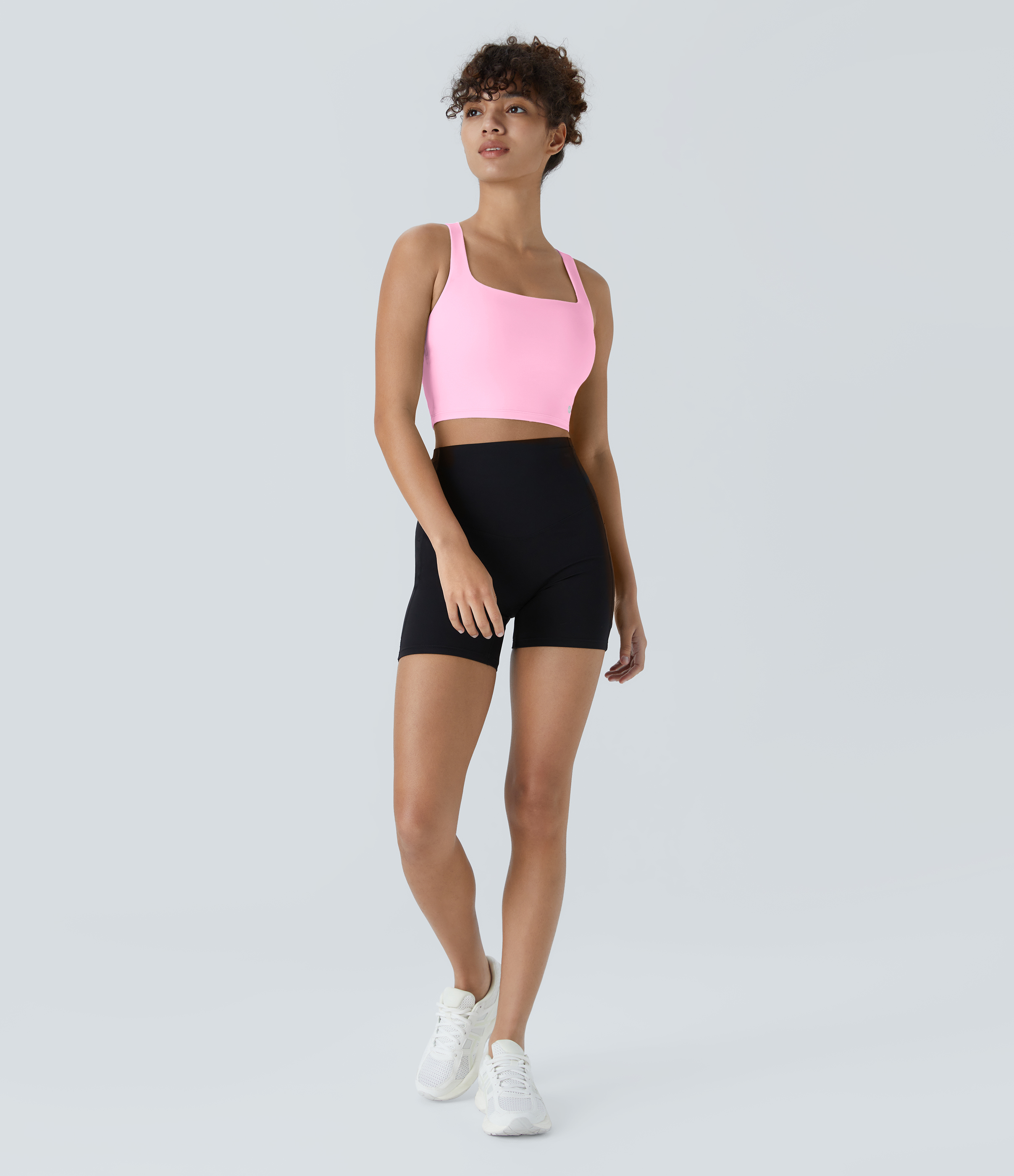 Halara Cloudfulв„ў Air Fabric Square Neck Backless Crisscross Cropped Cool Touch Yoga Tank Top Tank Top - Nosegay - M golf tops halter top 