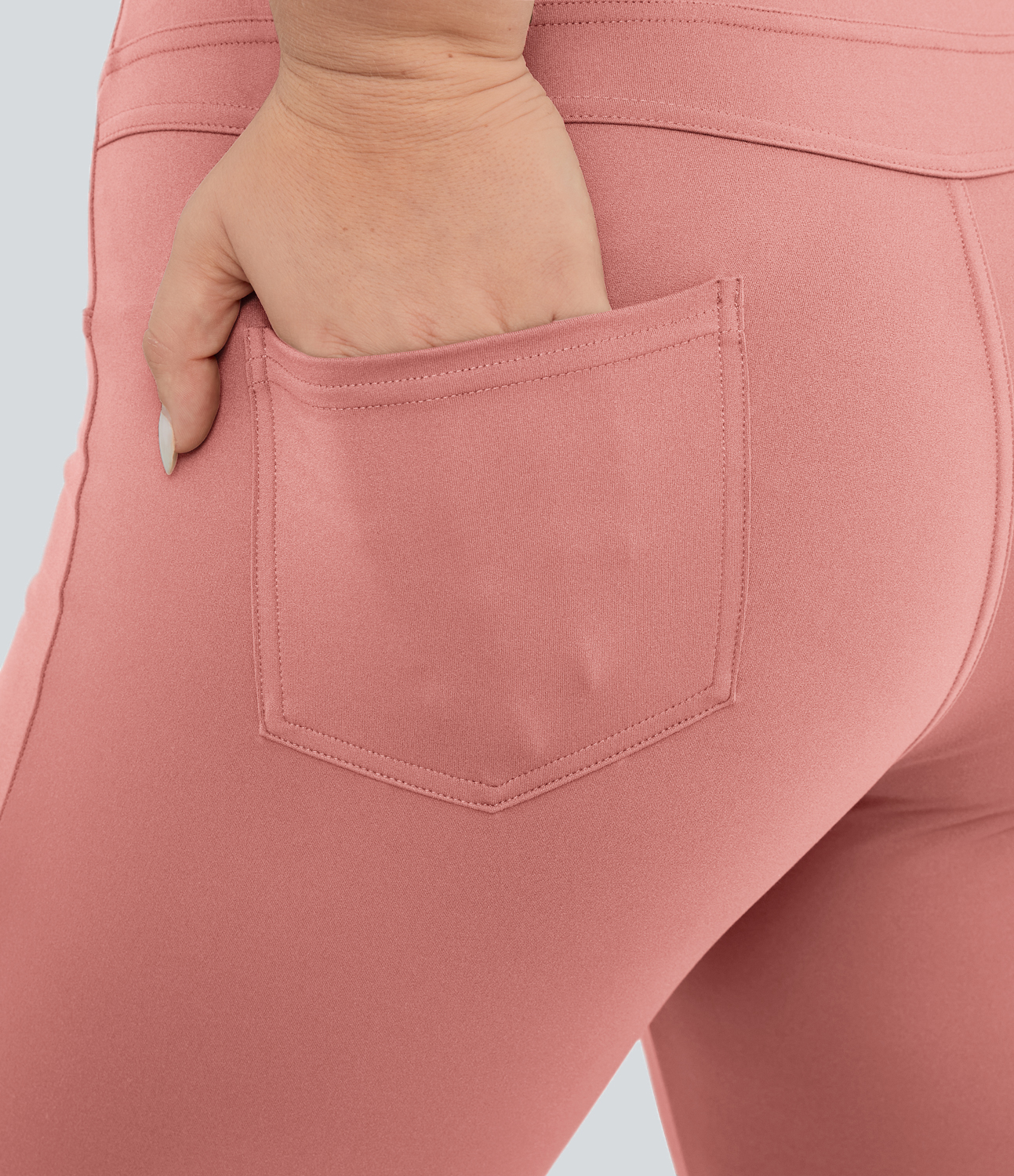 Halara High Waisted Back Pocket Flare Yoga Plus Size Leggings  - Candy Pink - 1X(regular) 