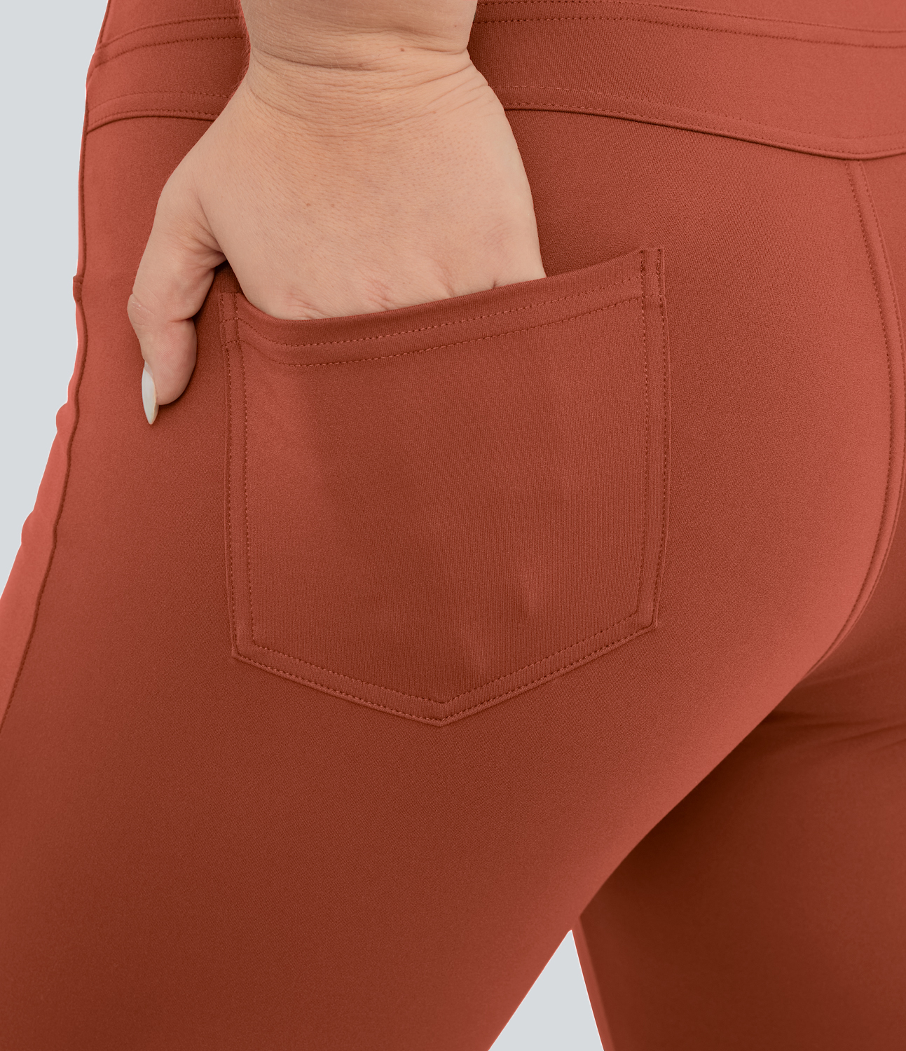 Halara High Waisted Back Pocket Flare Yoga Plus Size Leggings  - Cinnabar - 1X(regular) 