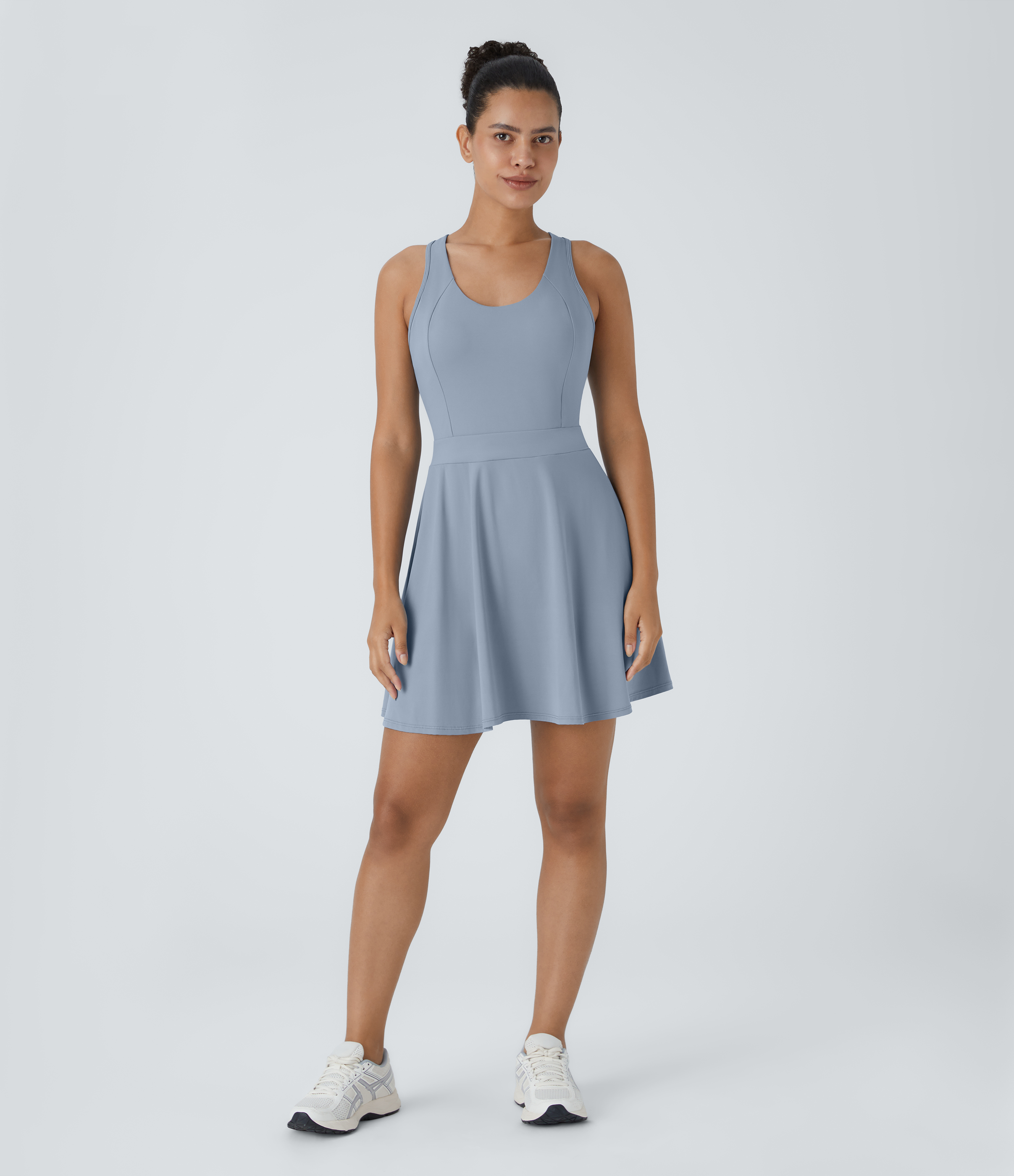 Halara Backless Racerback Flare Mini Golf Active Dress Workout Dress - Snowflake Blue - L 