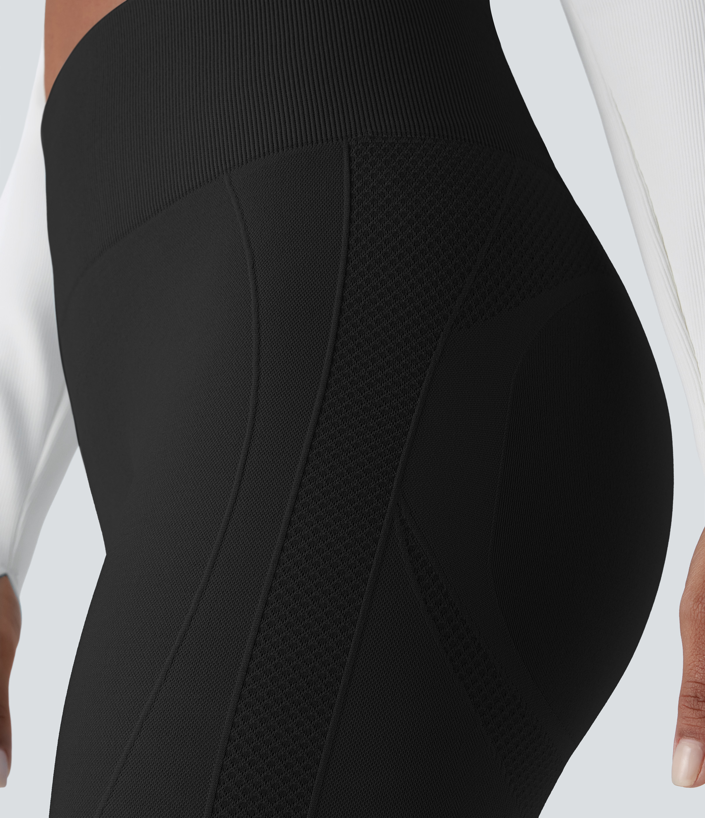 Halara Seamless Flow High Waisted Tummy Control Butt Lifting 7/8 Yoga Leggings  - Black - XL(7/8) gym leggings leggings with pockets 