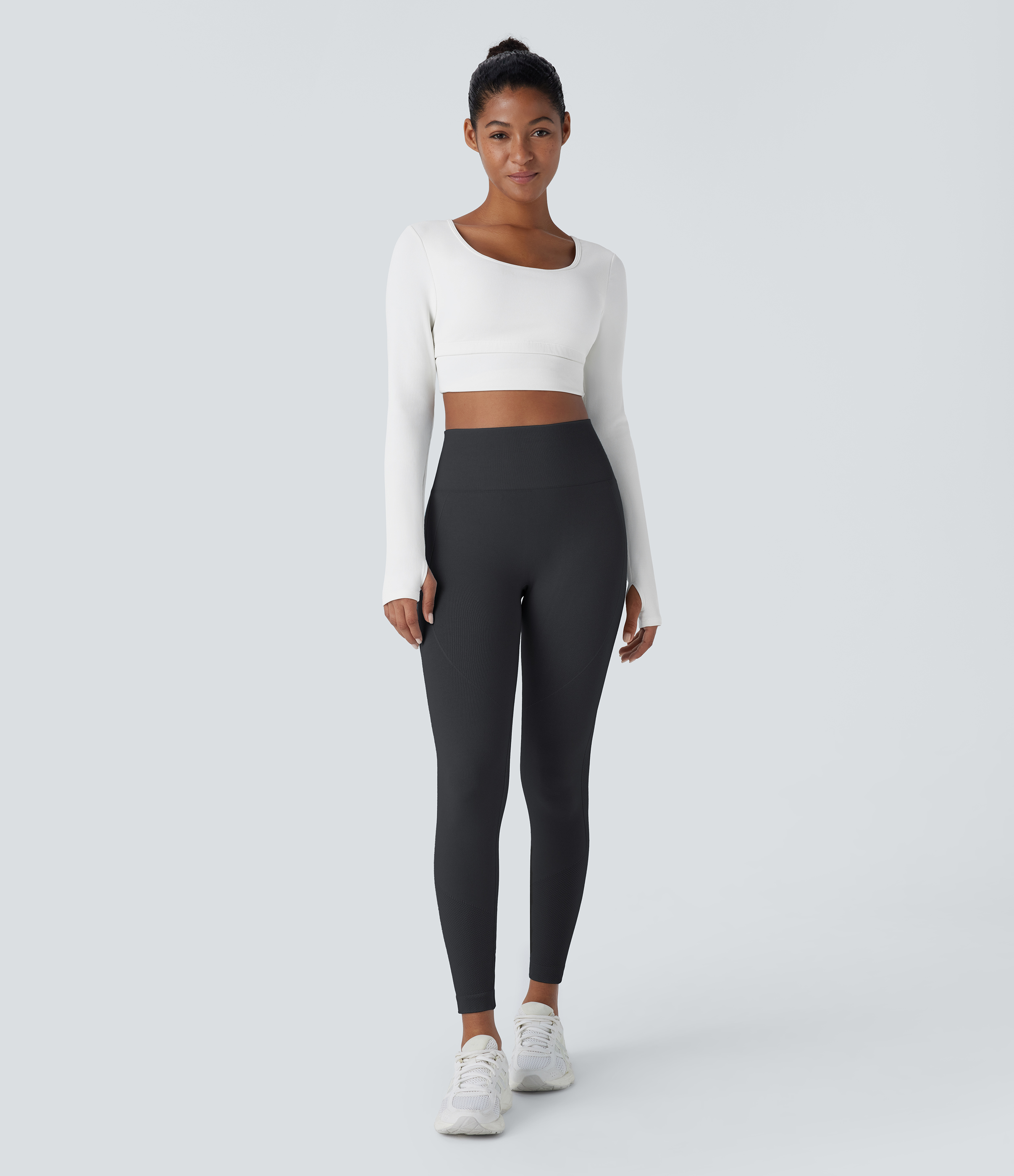 Halara Seamless Flow High Waisted Tummy Control Butt Lifting 7/8 Yoga Leggings  - Black - XL(7/8) gym leggings leggings with pockets 