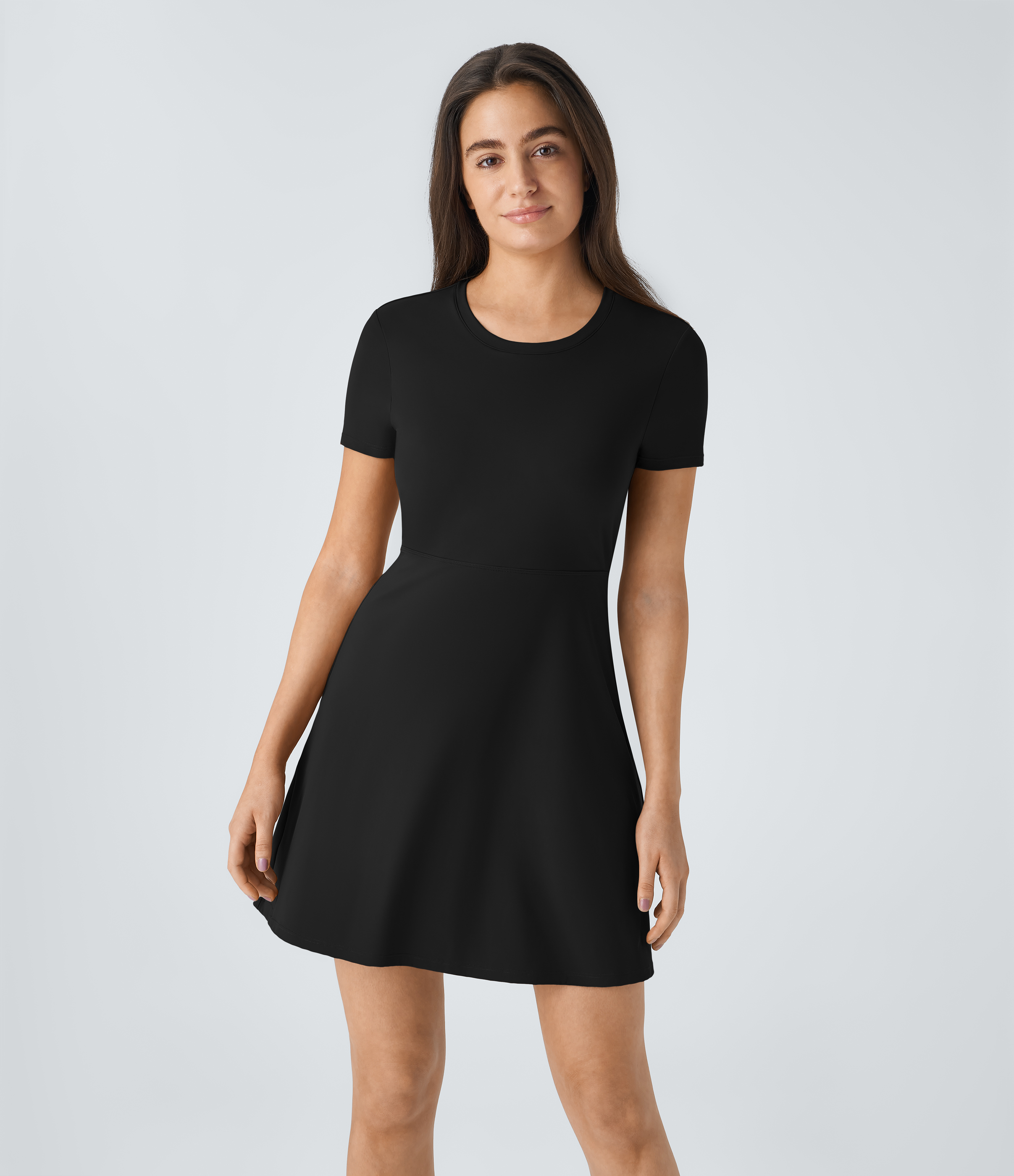 Halara Backless Twisted Cut Out Flare Mini Dance Active Dress Workout Dress - Black - L 