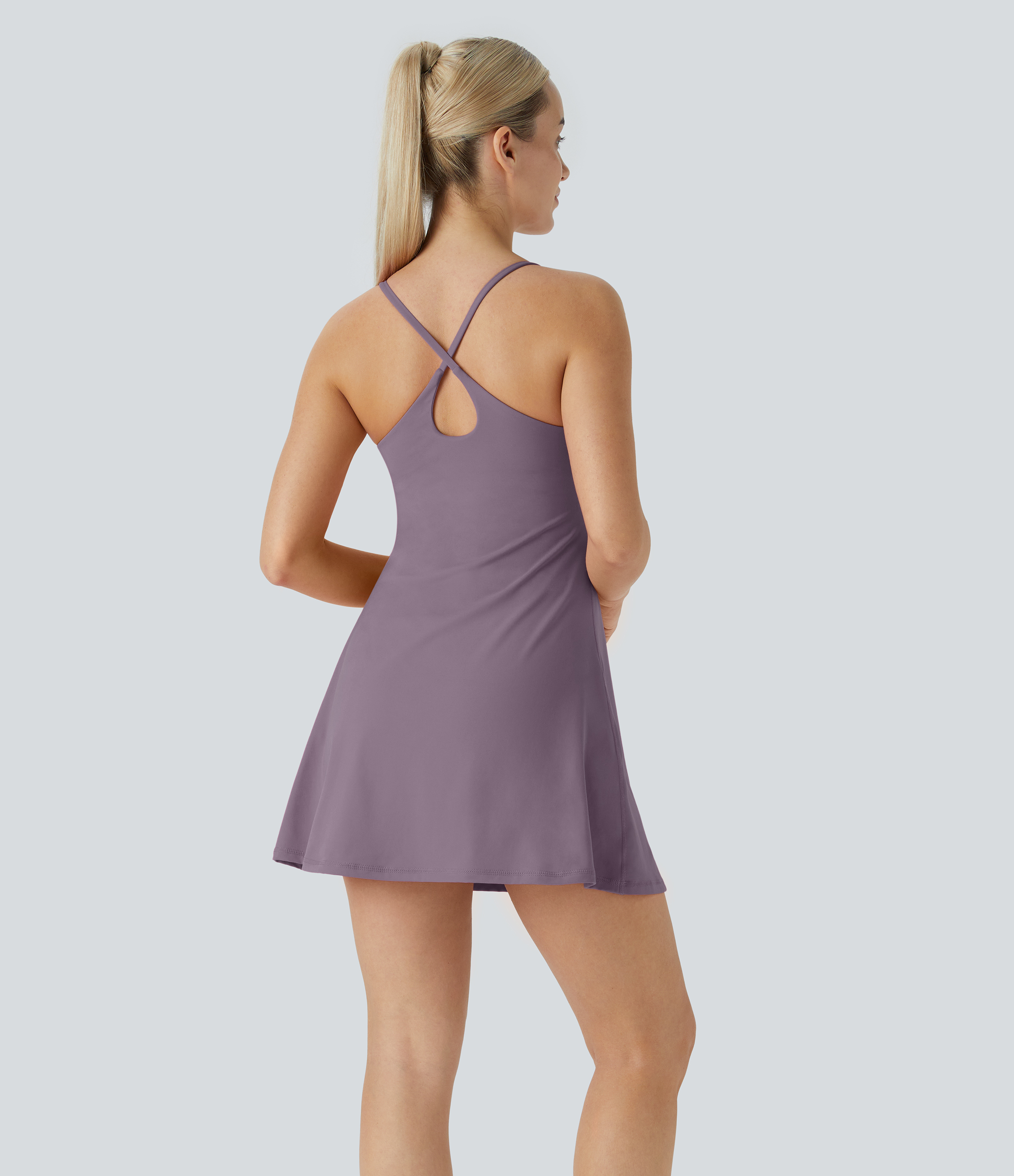 Halara Softlyzeroв„ў Plush Backless Active Dress Workout Dress - Tulip Purple - XS 
