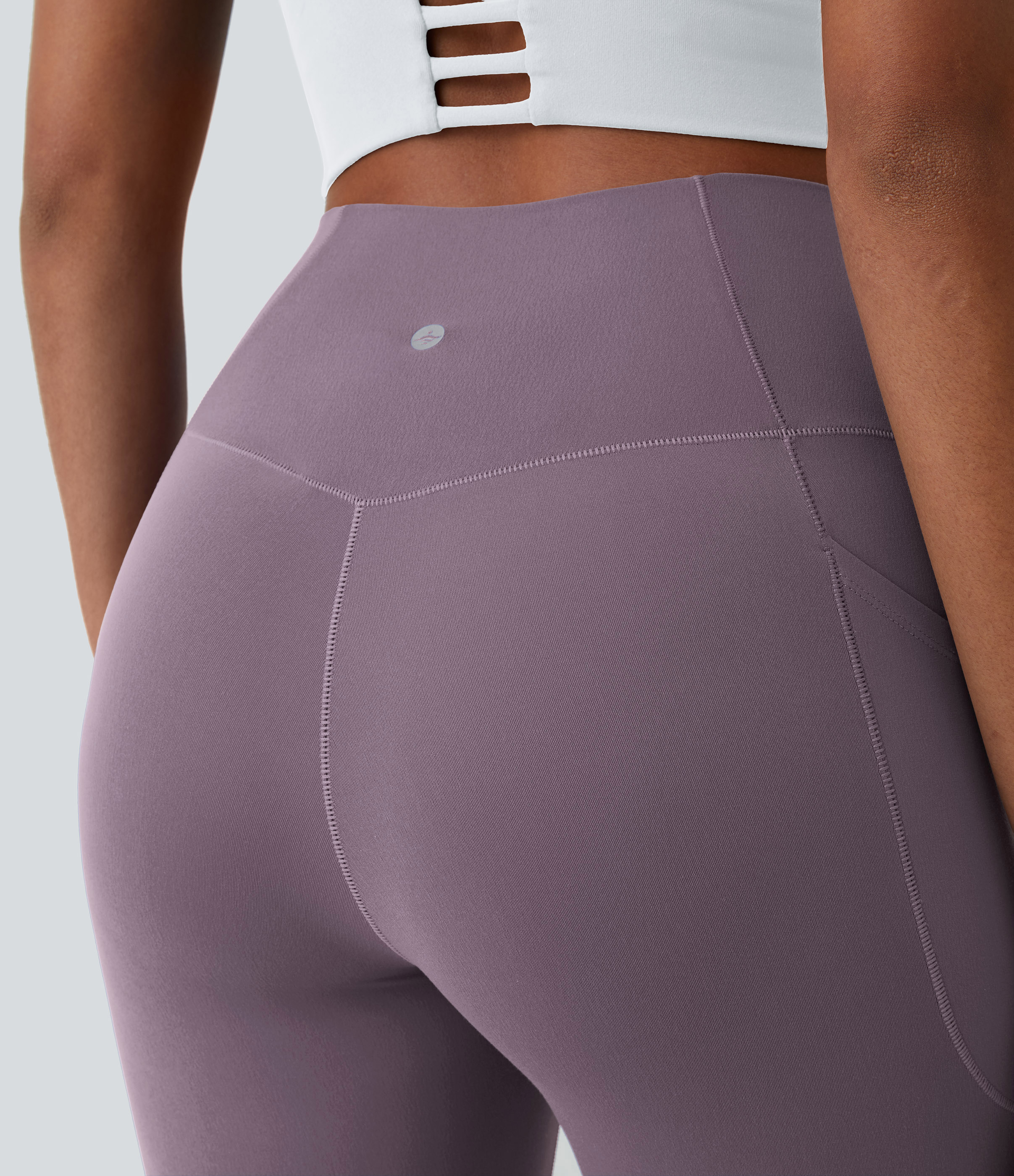 Halara CloudfulВ® Crossover Pocket Plain Leggings  - Lupine - XS(full_length) gym leggings leggings with pockets leggings with butt lift 