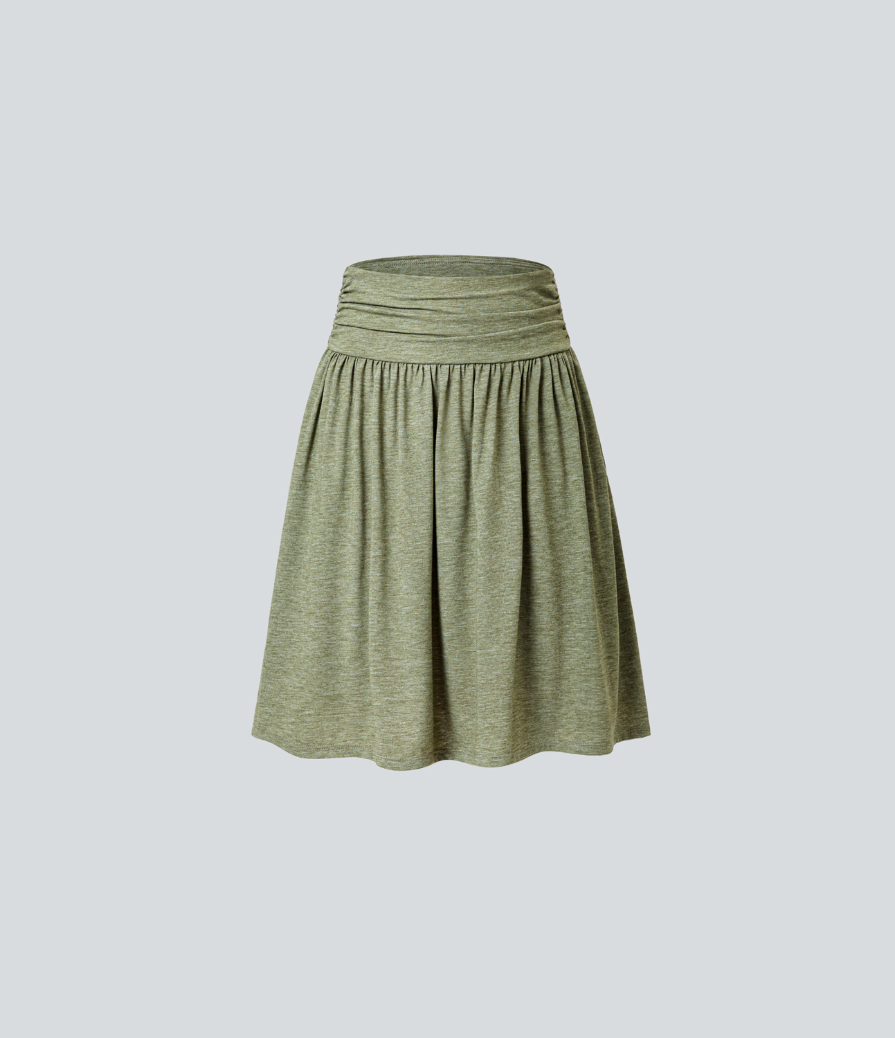 Halara High Waisted Ruched Side Pocket Flowy Resort Skirt  - Light Green Floral Yarn - L(regular) 