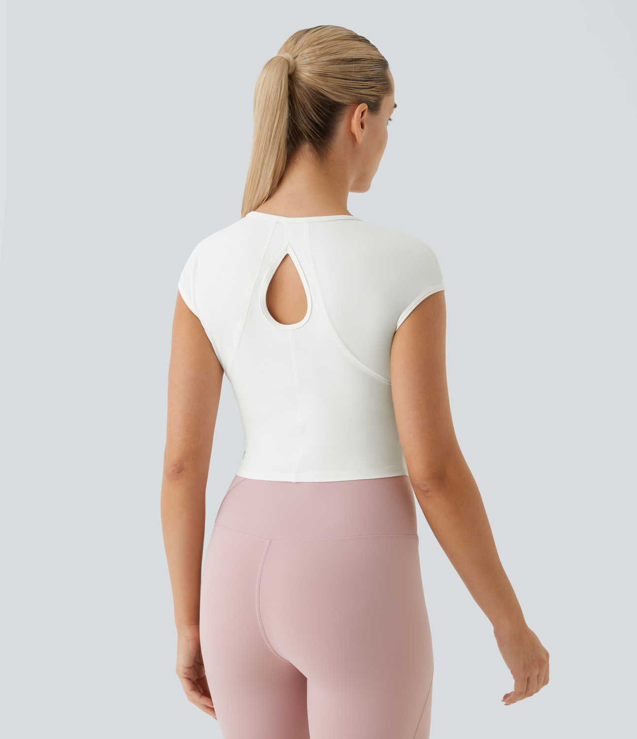 Halara Softlyzeroв„ў Sweetheart Neck Cut Out Cropped Slim Yoga Sports Top-UPF50+  - White - S 