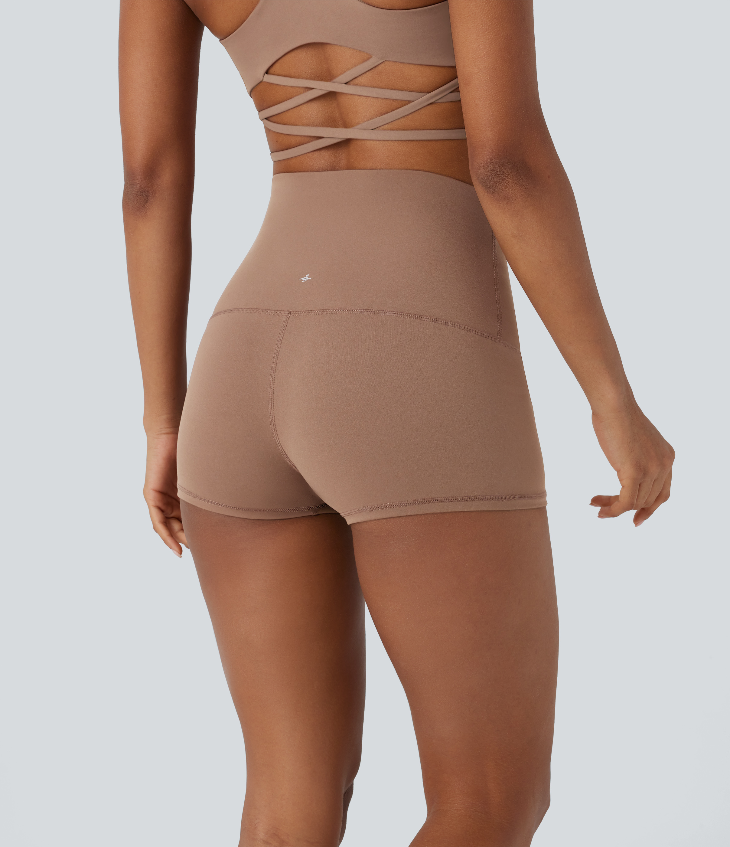 Halara HaloTek Airв„ў Super High Waisted Foldover Yoga Biker Shorts 2.5``  - Sepia - XS biker shorts women black biker shorts 