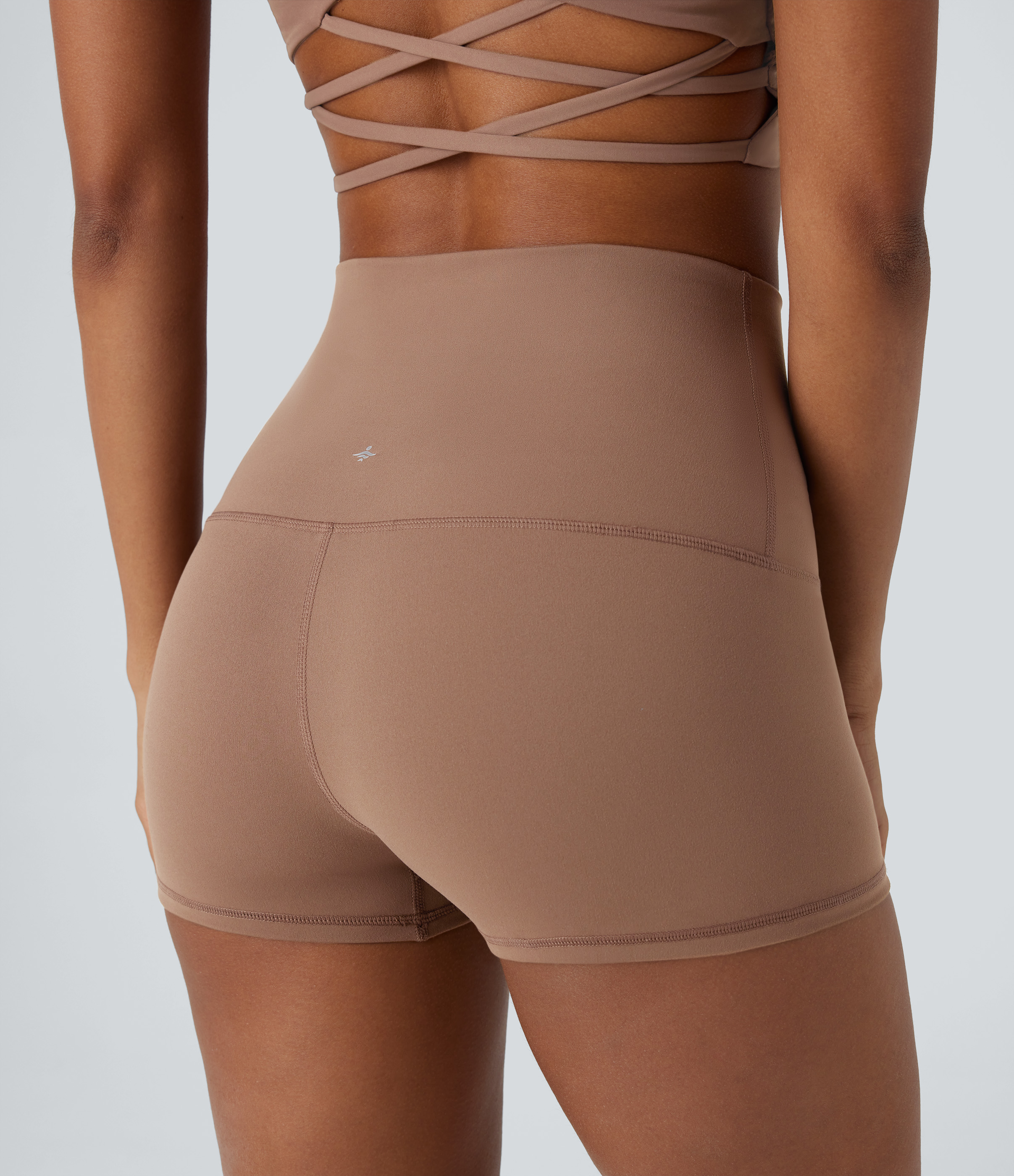Halara HaloTek Airв„ў Super High Waisted Foldover Yoga Biker Shorts 2.5``  - Sepia - XS biker shorts women black biker shorts 
