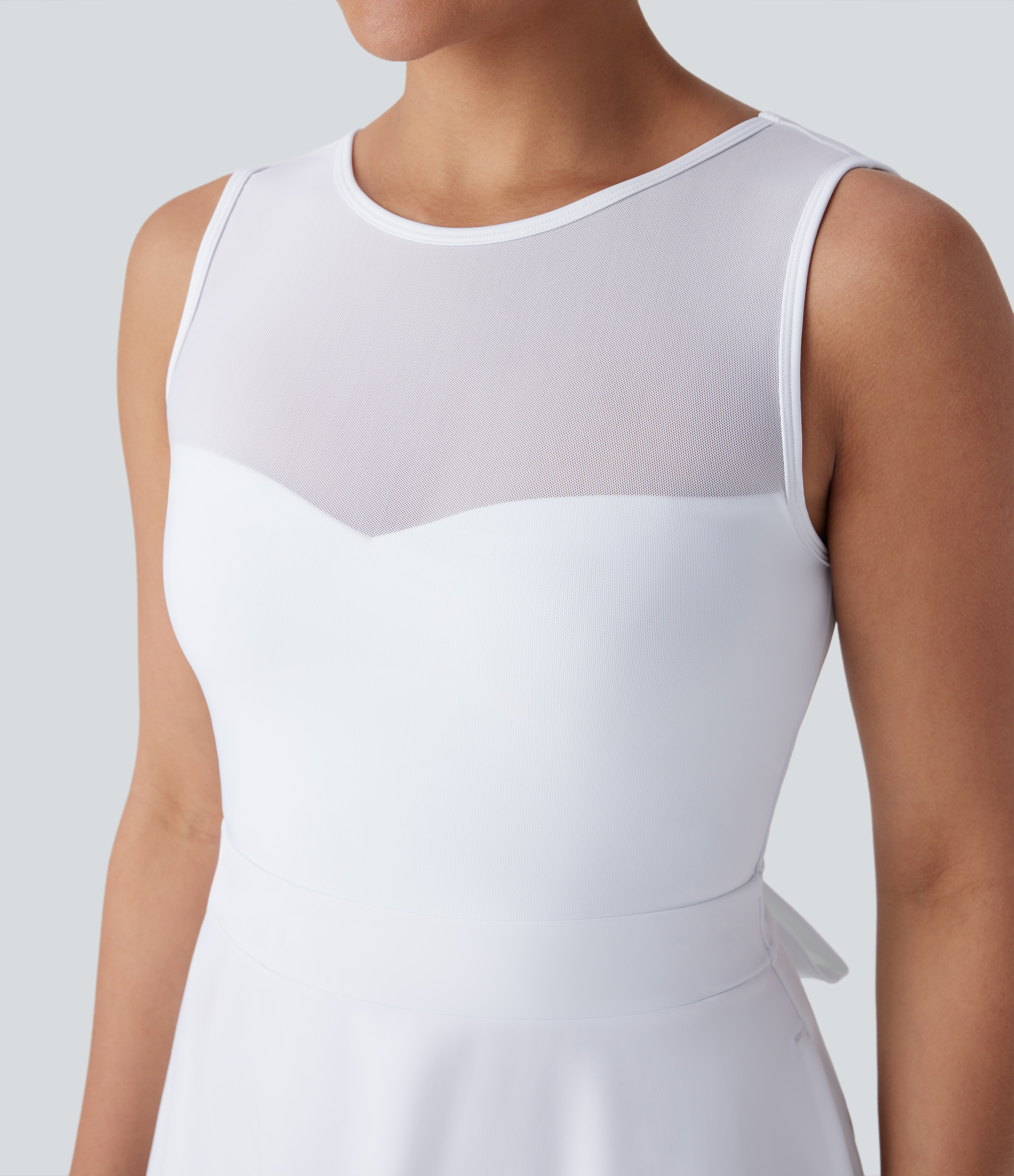 Halara Softlyzeroв„ў Airy Backless Contrast Mesh Tie Back Side Pocket Bridesmaid and Wedding Guest Dress Casual Dress - White - M slip dress 