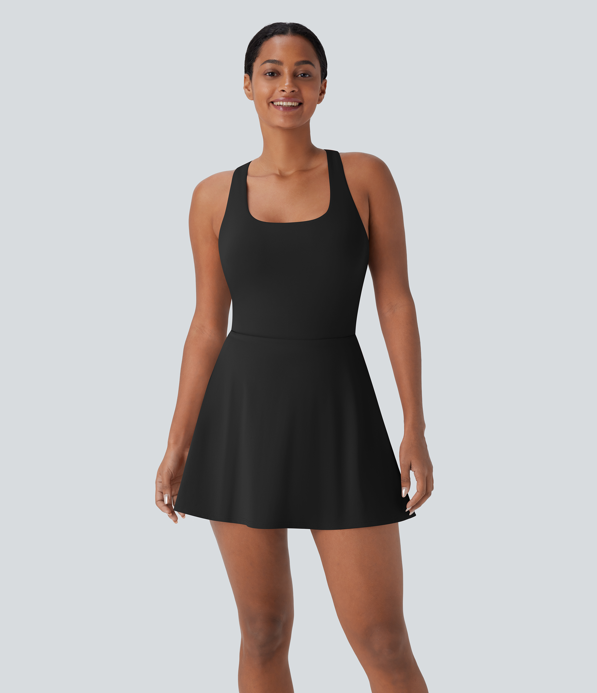 Halara Softlyzeroв„ў QuickDry Crisscross Backless 2-in-1 Side Pocket Mini Slip Quick Dry Pickleball Active Dress Workout Dress - Black - M 