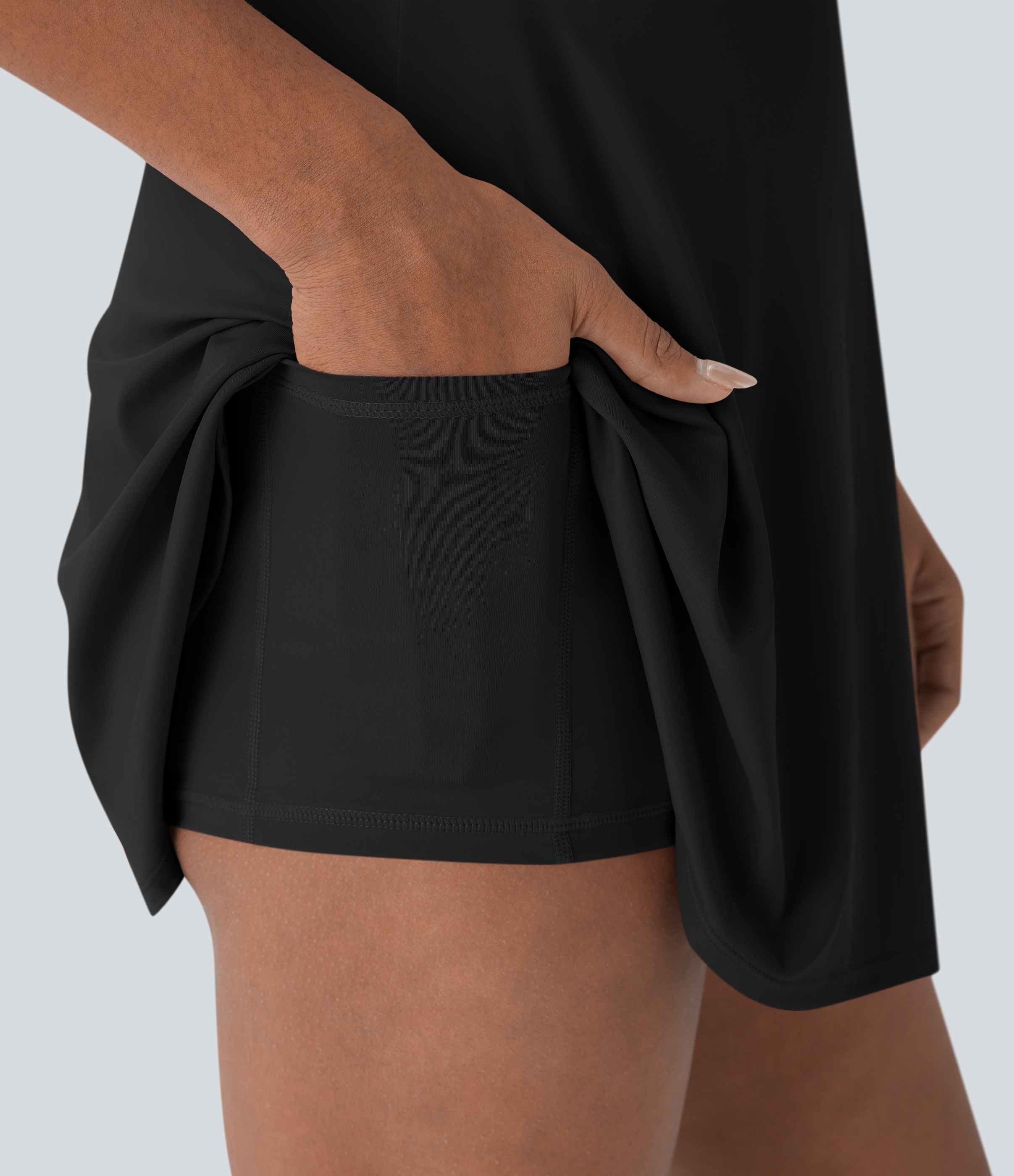 Halara Softlyzeroв„ў QuickDry Crisscross Backless 2-in-1 Side Pocket Mini Slip Quick Dry Pickleball Active Dress Workout Dress - Black - M 