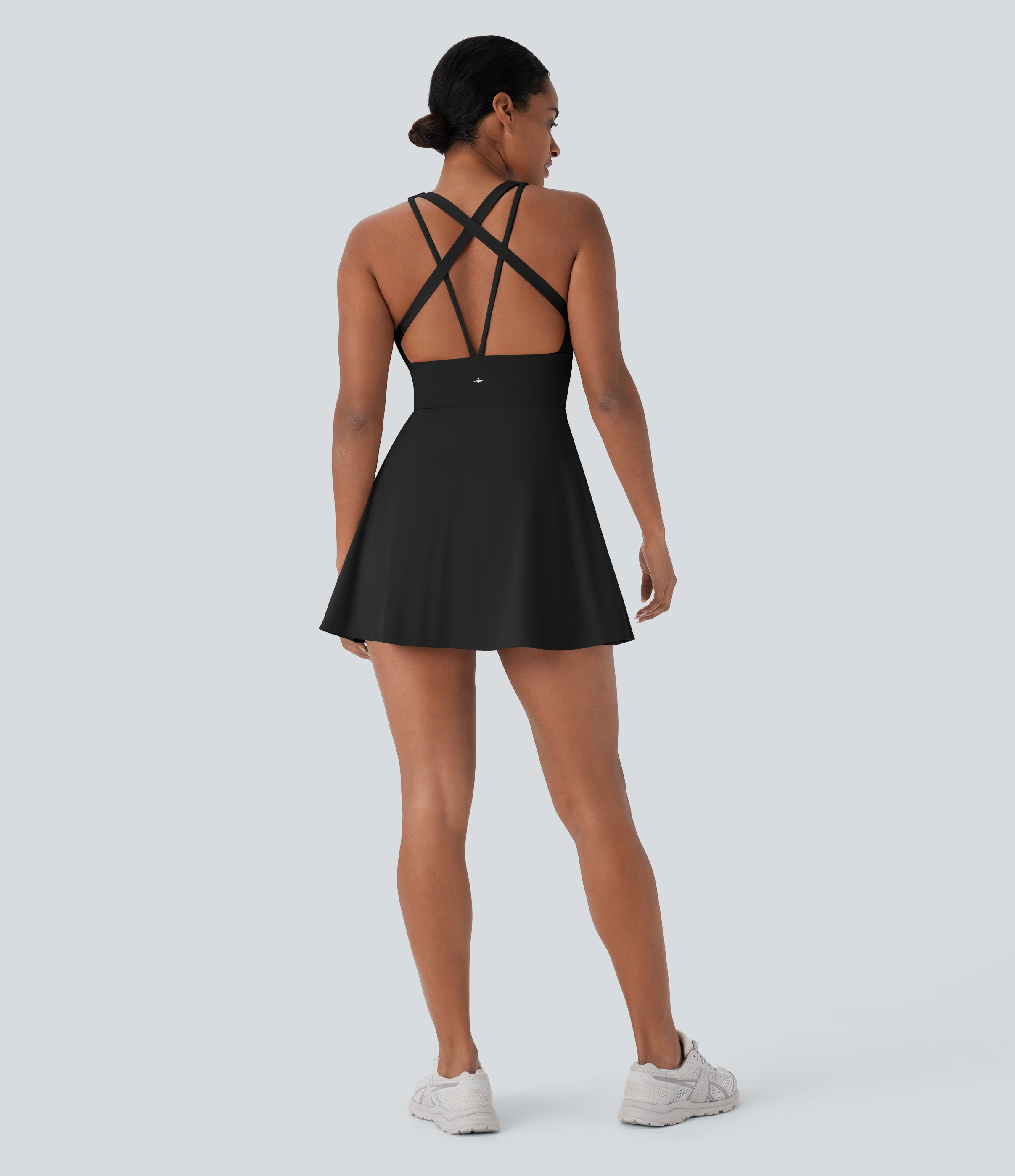 Halara Softlyzeroв„ў QuickDry Crisscross Backless 2-in-1 Side Pocket Mini Slip Quick Dry Pickleball Active Dress Workout Dress - Black - M 