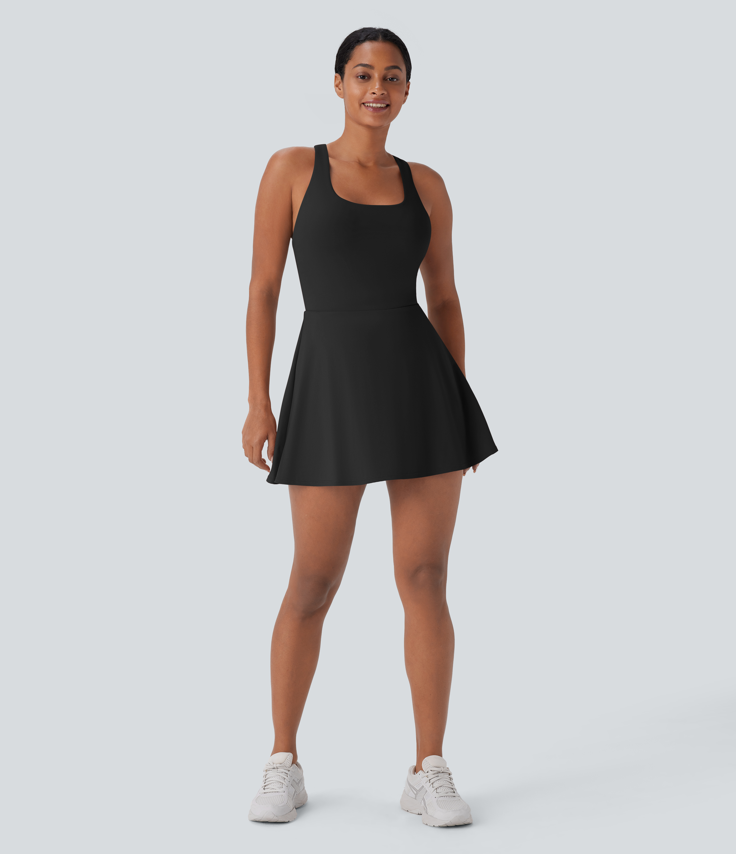 Halara Softlyzeroв„ў QuickDry Crisscross Backless 2-in-1 Side Pocket Mini Slip Quick Dry Pickleball Active Dress Workout Dress - Black - M 
