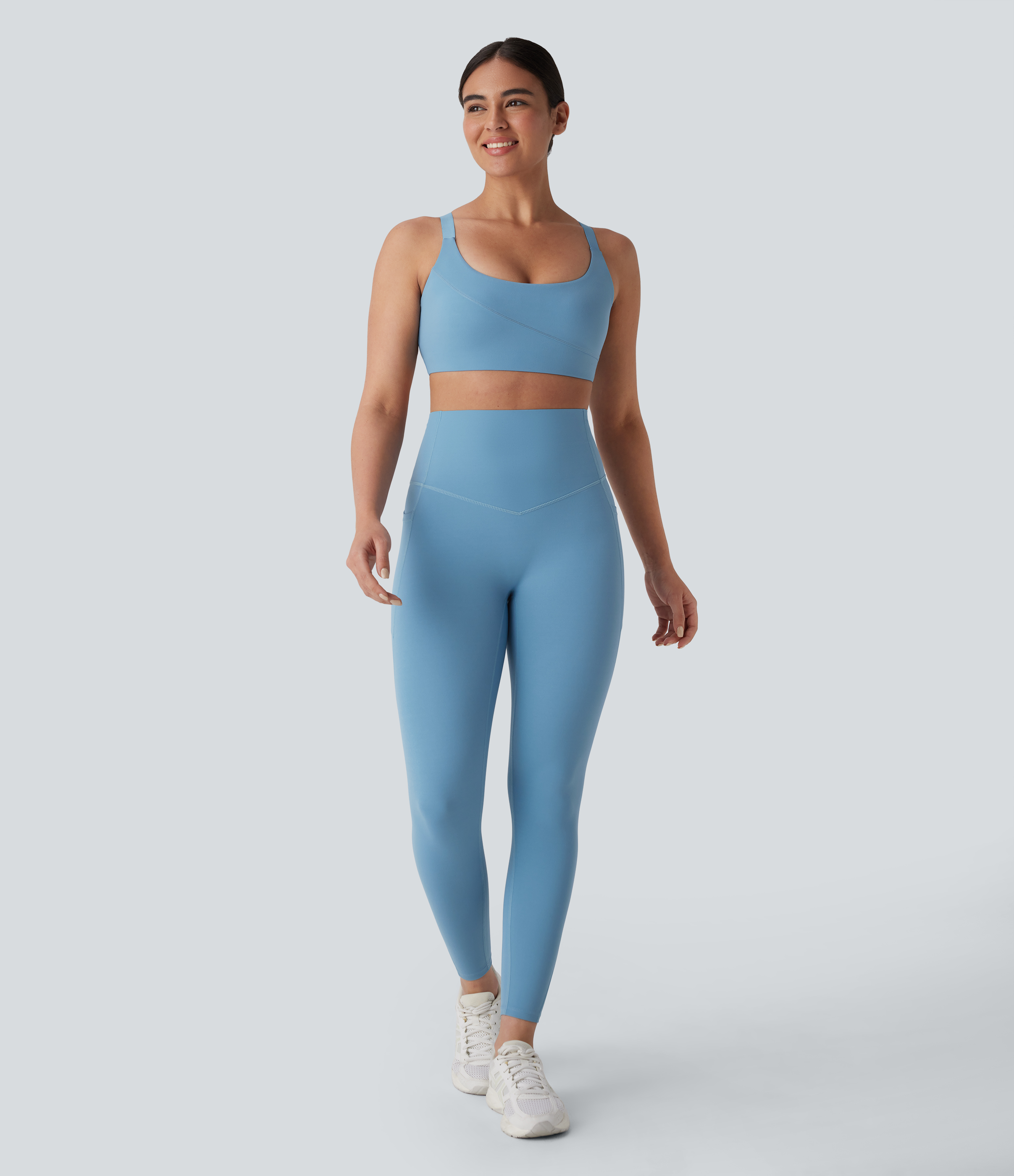 Halara Halara UltraSculptв„ў Medium Support  U Neck Adjustable Strap Workout Sports Bra  - Whale Blue - XL push up bra strapless bra 