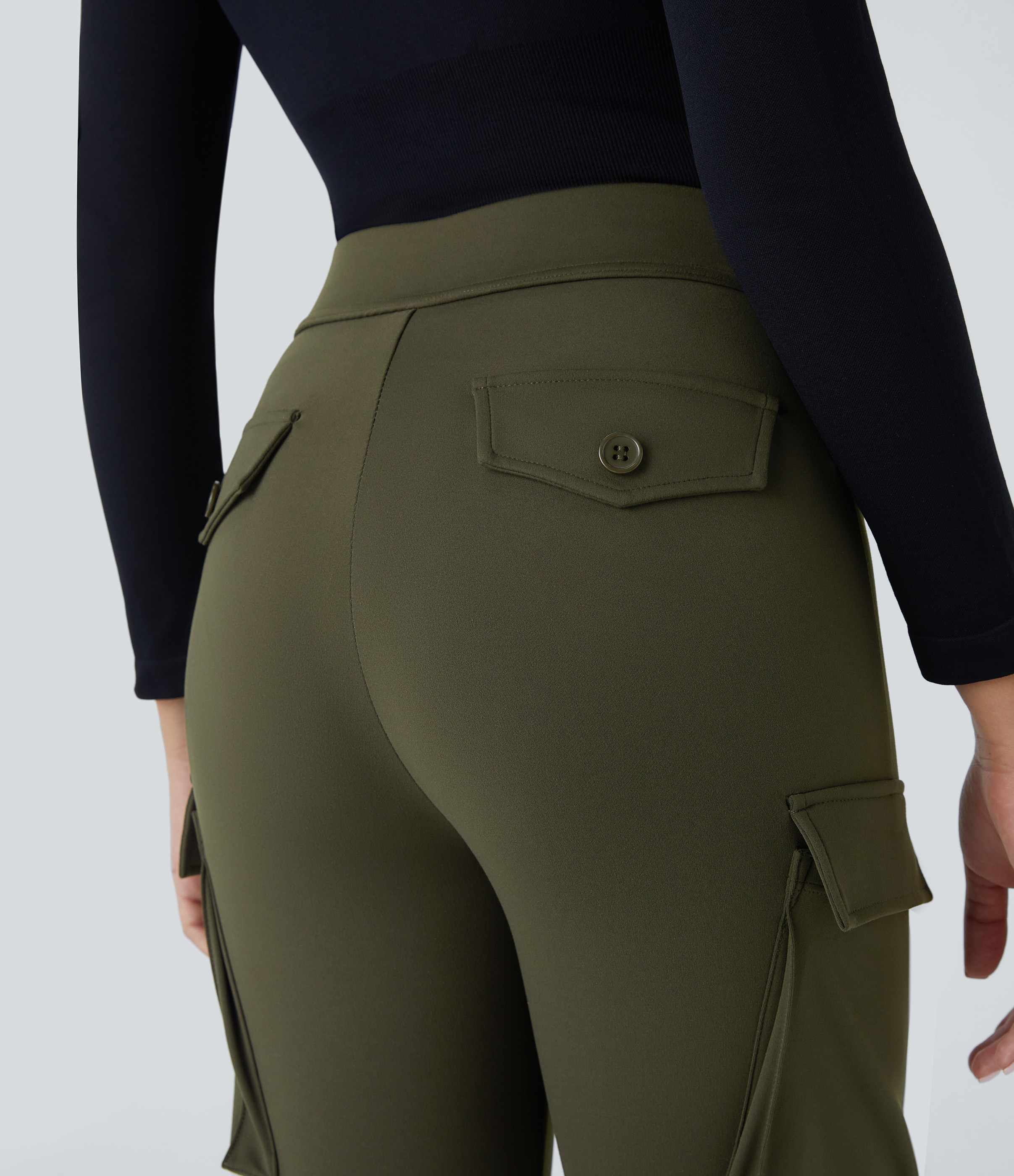 Halara EcoCloudfulв„ў Fabric Reflective High Waisted Multiple Pockets Skinny Cargo Casual Pants  - Lone Pine Green - M(regular) 