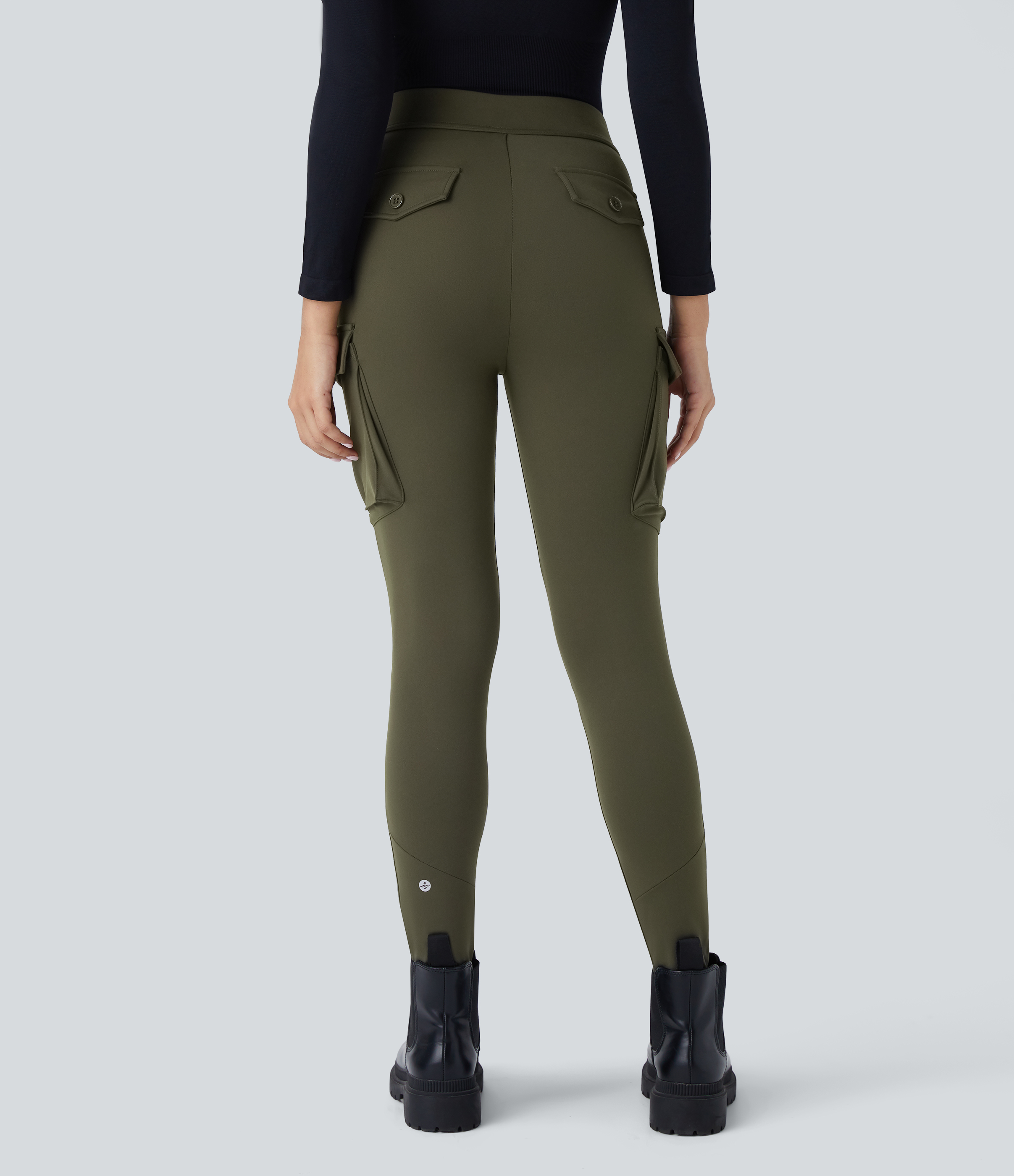 Halara EcoCloudfulв„ў Fabric Reflective High Waisted Multiple Pockets Skinny Cargo Casual Pants  - Lone Pine Green - M(regular) 