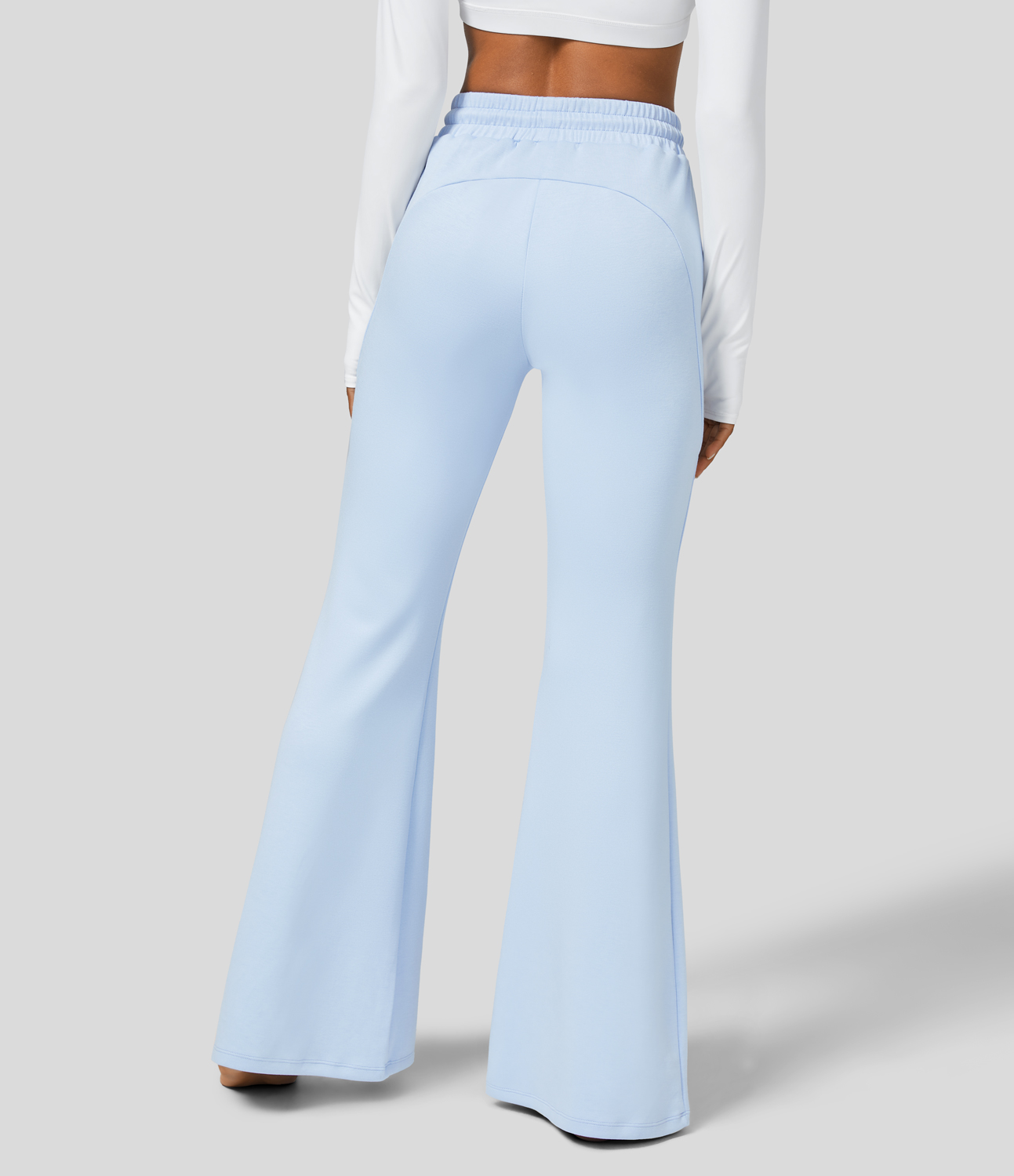 Halara High Waisted Drawstring Side Pocket Flare Yoga Pants  - Country Air - M 