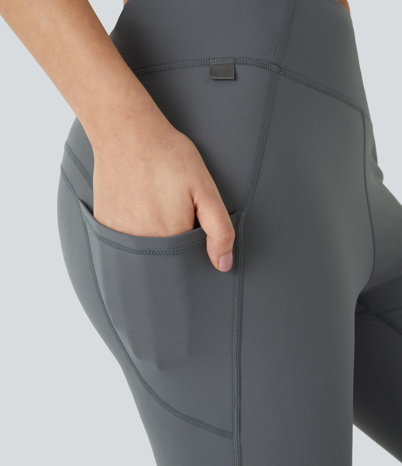 Halara High Waisted Side Pocket Thermal Yoga Flare Pants  - Blue Tile Gray - XS(regular) 