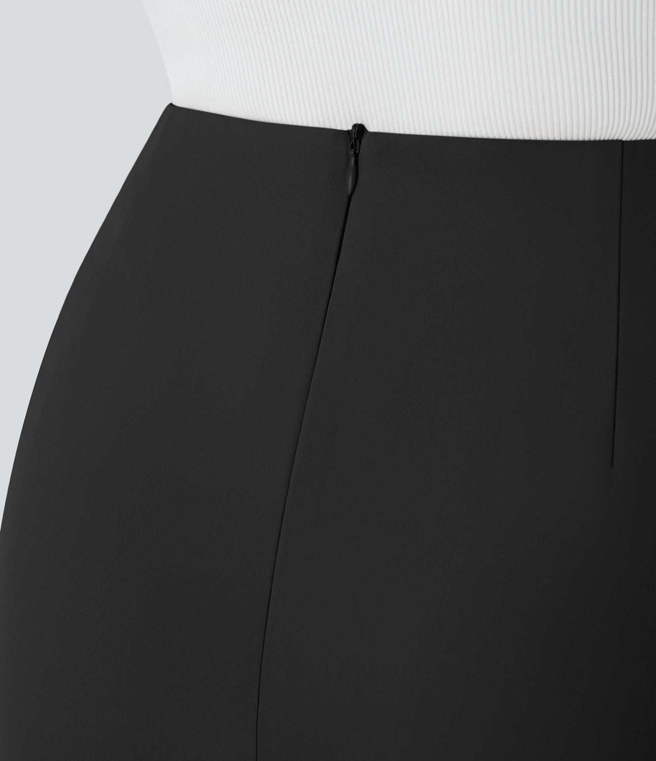 Halara High Waisted Belted Side Pocket Invisible Zipper Split Midi Work Pencil Skirt  - Black - XS(regular) 