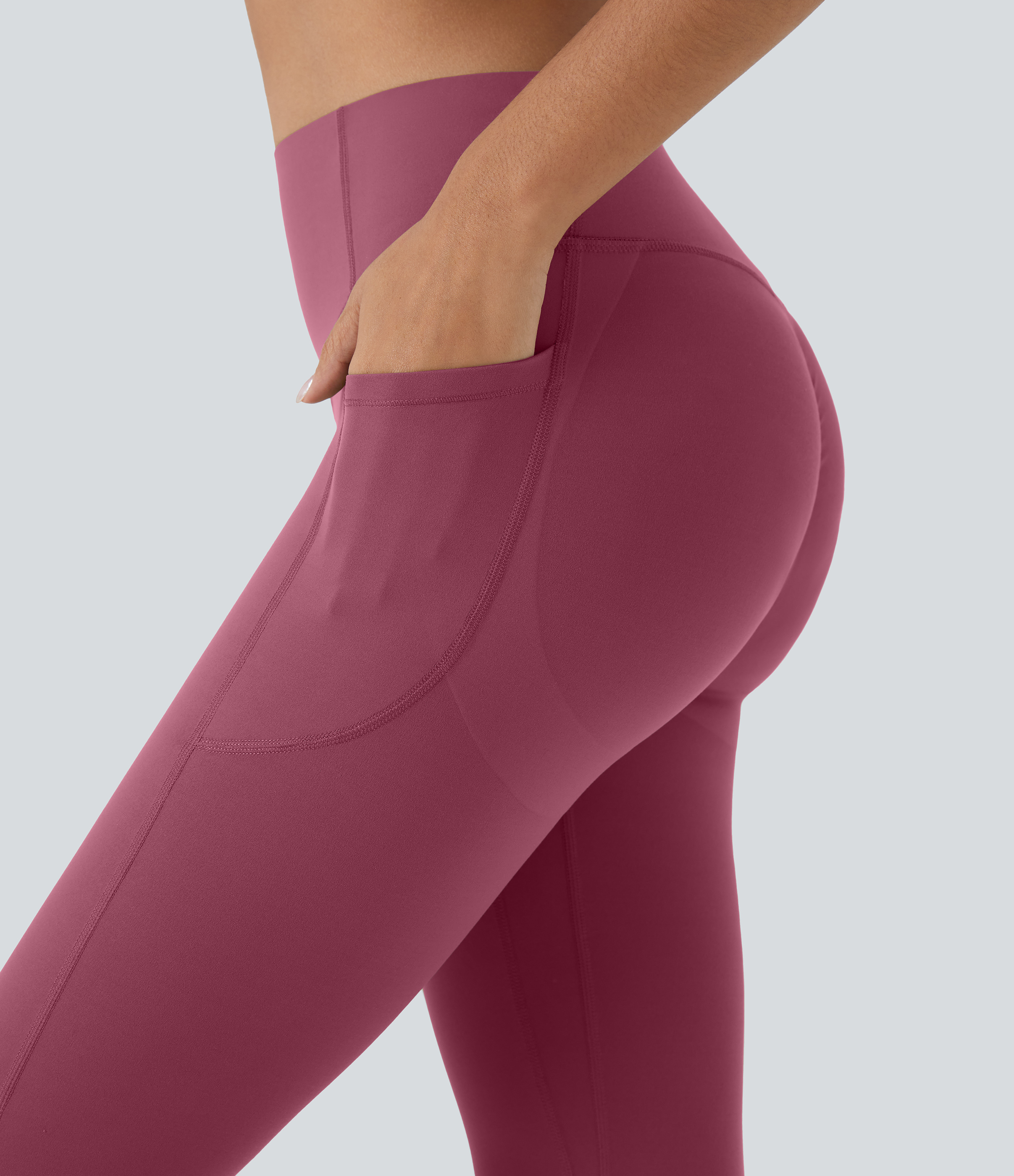 Halara SoCinched High Waisted Butt Lifting Tummy Control Side Pocket Shaping Capri Training UltraSculpt Leggings  - Evening Red - XS 