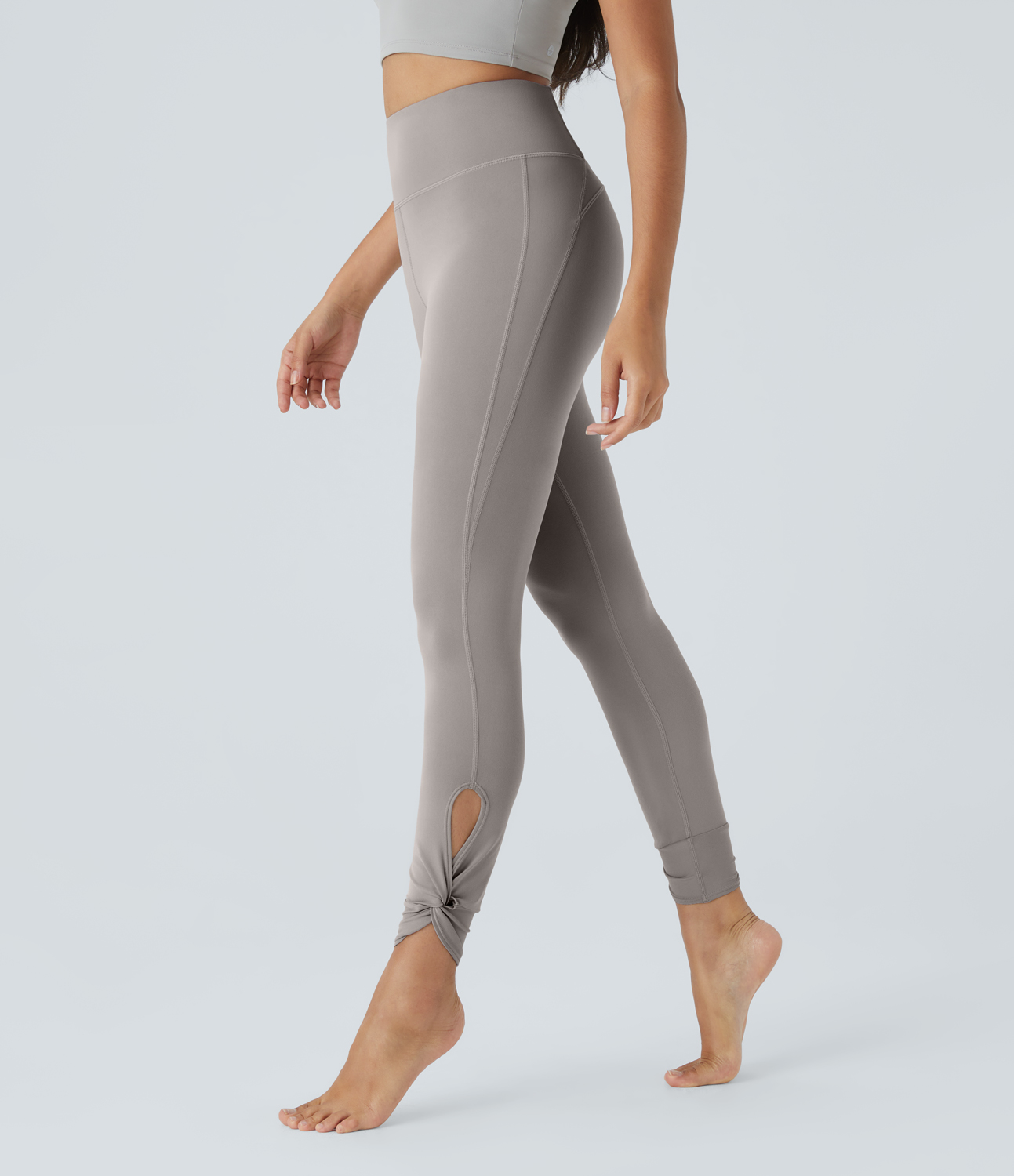 Halara Softlyzeroв„ў High Waisted Back Pocket Cut Out Twisted Yoga Leggings-UPF50+  - Steel Gray - S(7/8) gym leggings leggings with pockets 