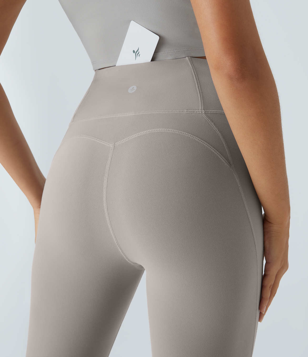 Halara Softlyzeroв„ў High Waisted Back Pocket Cut Out Twisted Yoga Leggings-UPF50+  - Steel Gray - S(7/8) gym leggings leggings with pockets 