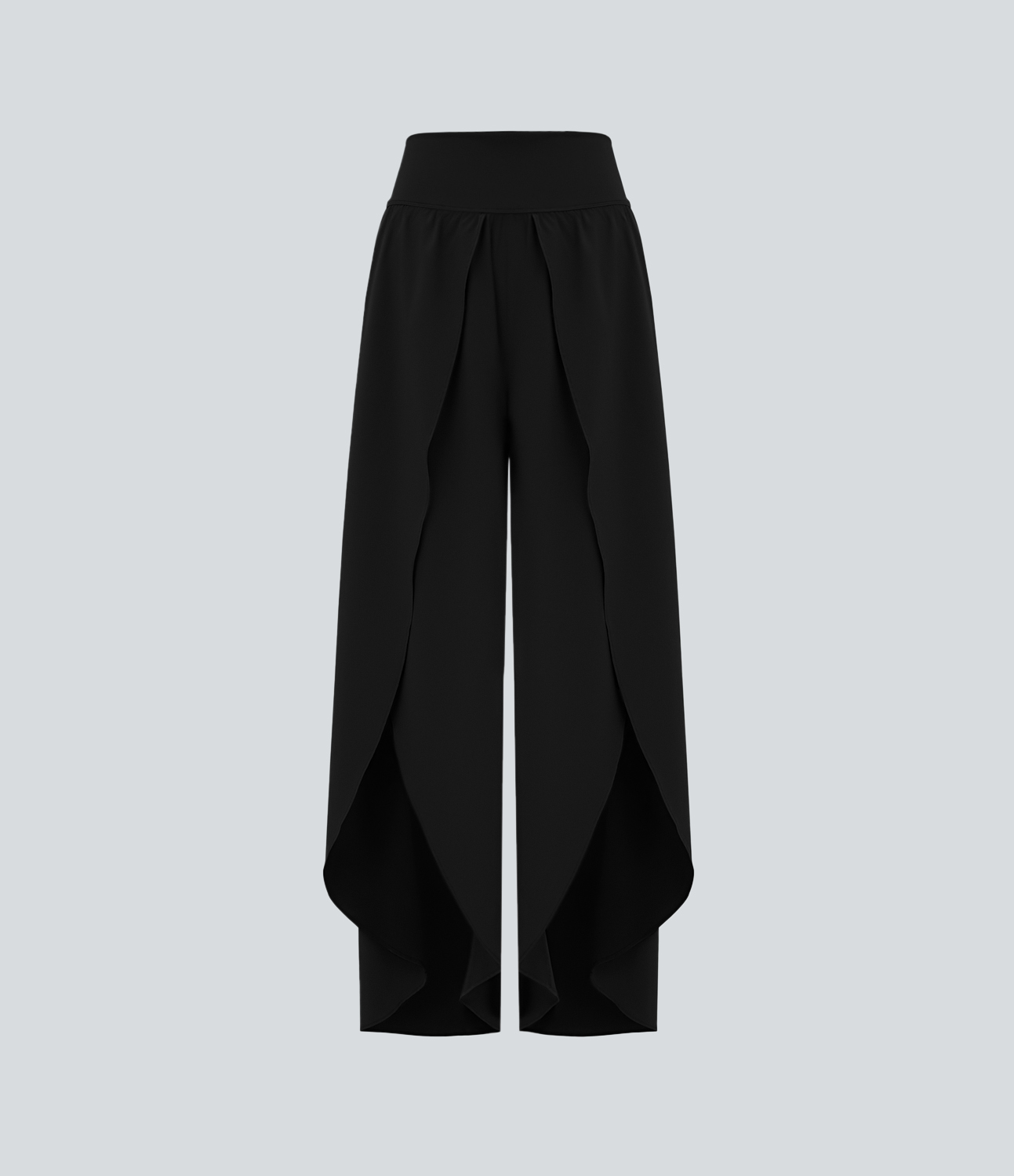 Halara Breezefulв„ў High Waisted Back Waistband Pocket Palazzo Flowy Split Wide Leg Quick Dry Casual Pants  - Black - XL(petite) 
