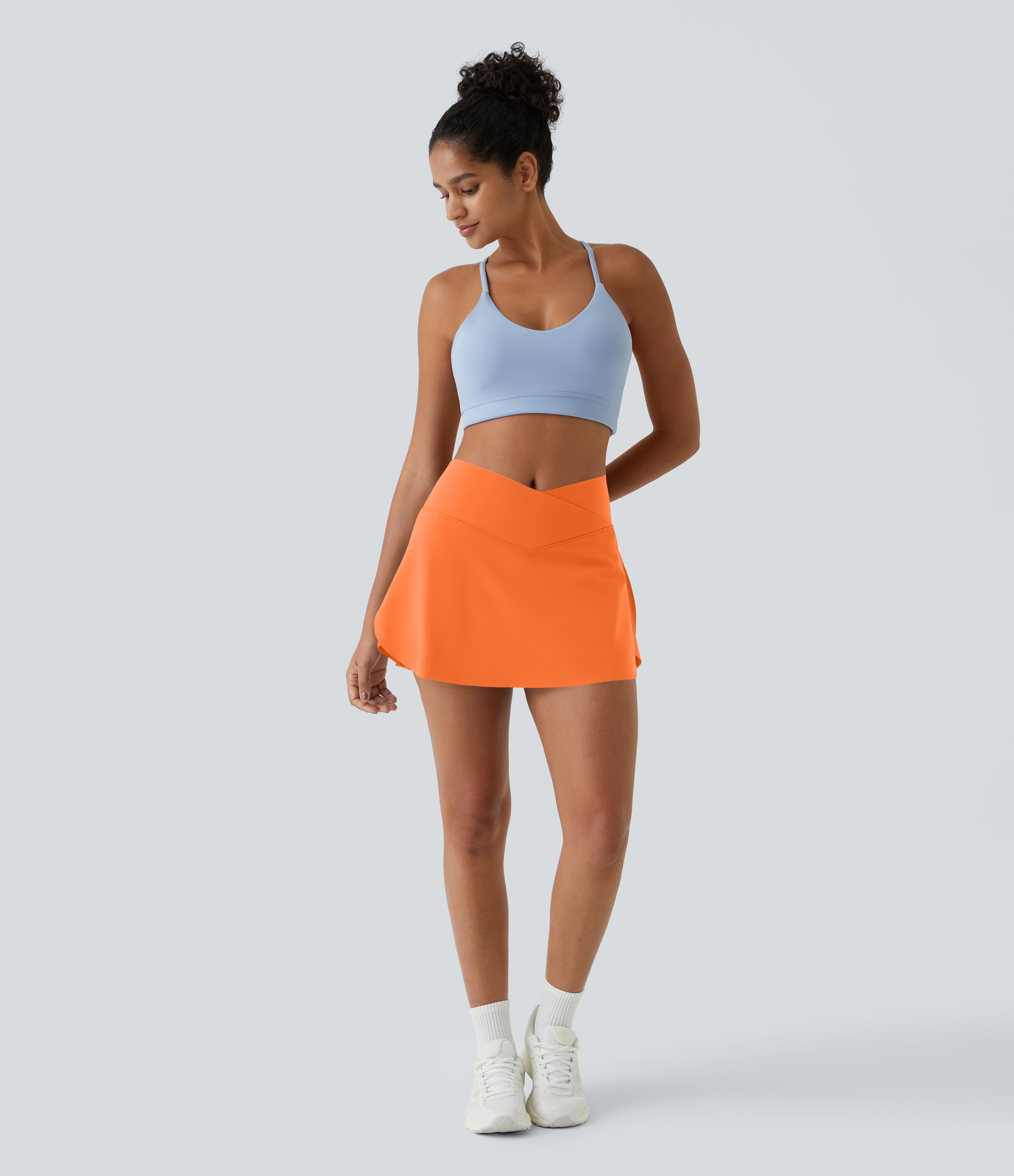 Halara Everyday Cloudfulв„ў Air Fabric Crossover 2-in-1 Side Pocket Cool Touch Tennis Skirt-Lucid  - Exotic Orange - XL midi skirt a line skirt 