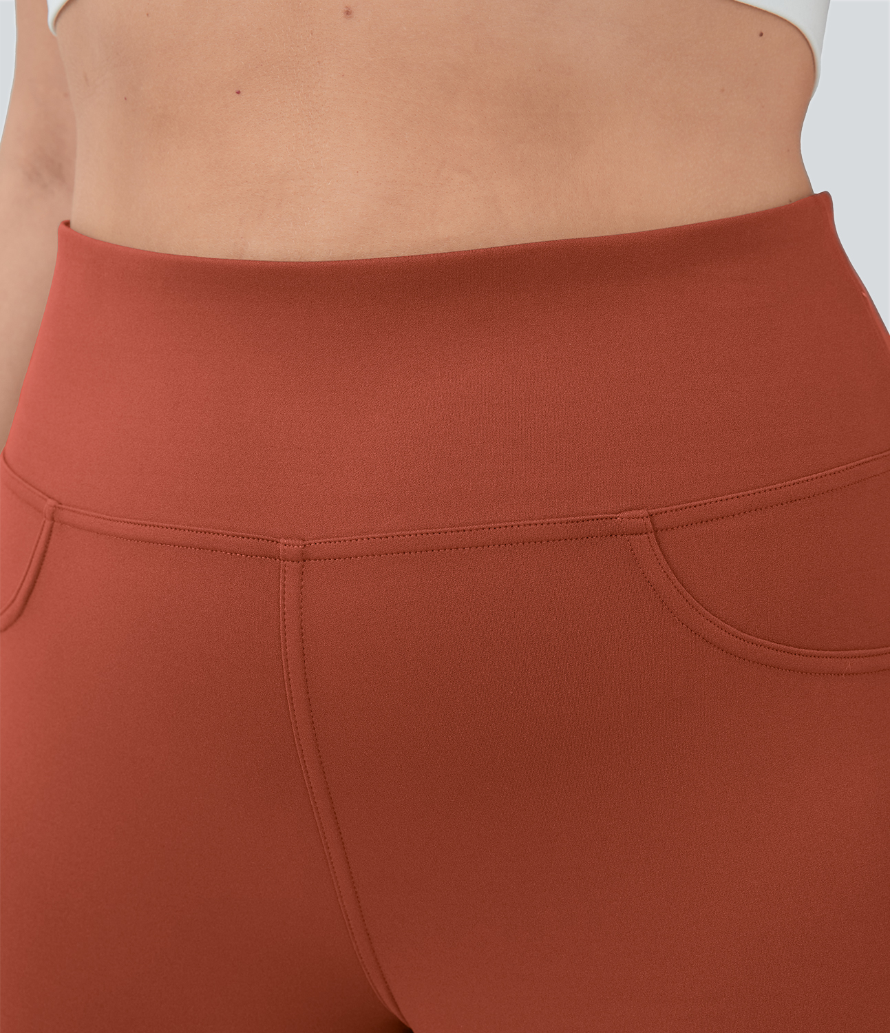 Halara High Waisted Back Pocket Flare Yoga Plus Size Leggings  - Cinnabar - 1X(regular) 