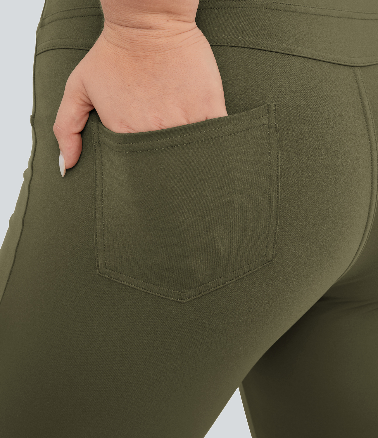 Halara High Waisted Back Pocket Flare Yoga Plus Size Leggings  - Forest Night - 3X(regular) 