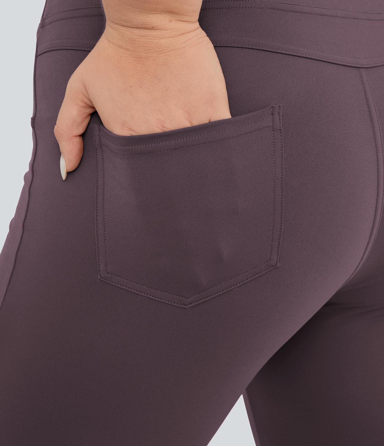 Halara High Waisted Back Pocket Flare Yoga Plus Size Leggings  - Dusky Evening purple - 3X(regular) 